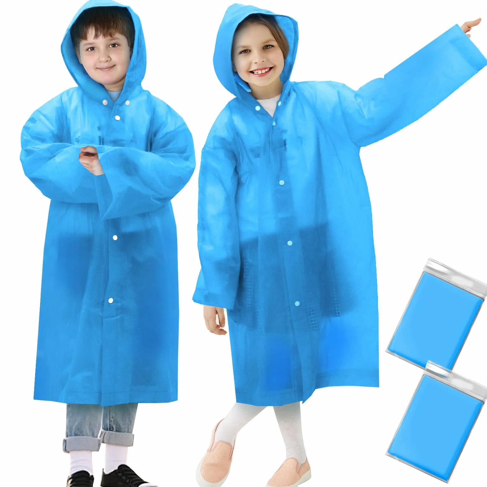 ANYOO Poncho de lluvia para niños con capucha, impermeable, ligero, reutilizable, para niños y niñas, para viajes de al aire libre, 110-150