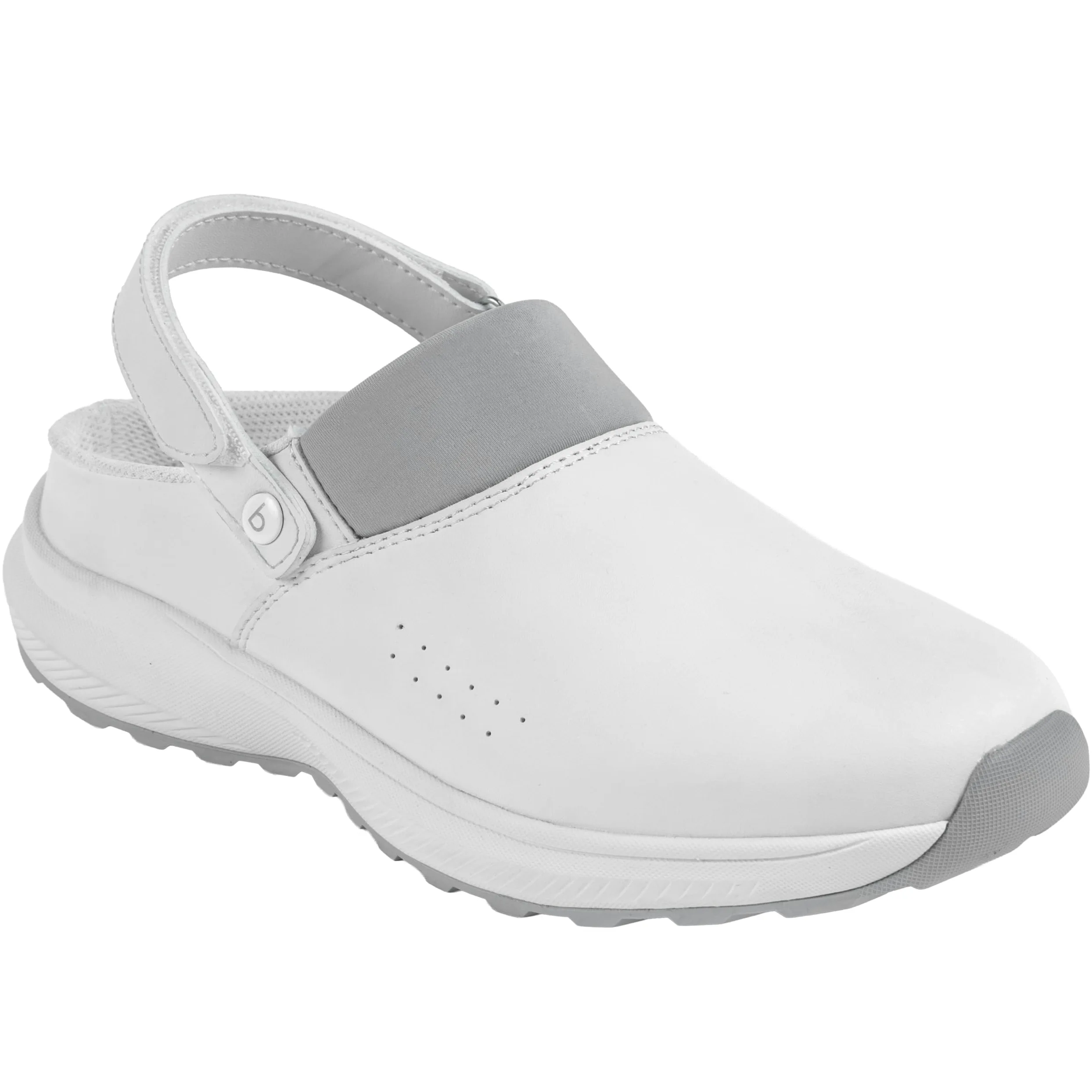 B-well Kai Zuecos médicos blancos – Zapatos de trabajo de enfermería para hombre y mujer, antideslizantes, anatómicos, suela de goma EVA, Blanco, 37