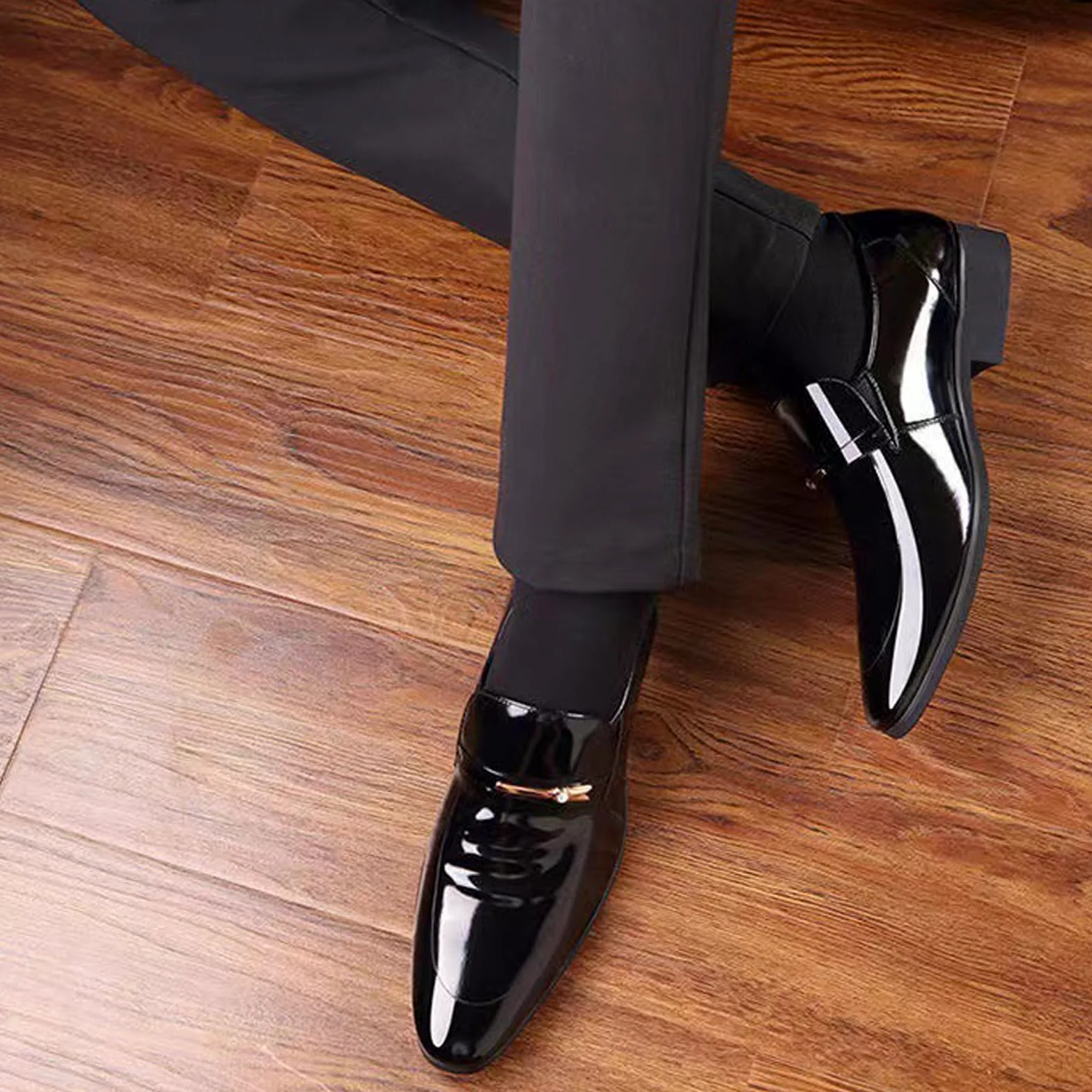 Negocios Casual Slip En Mocasines Charol Cuero Formal Oxford Vestido Zapatos Esmoquin Boda Zapato De Los Hombres