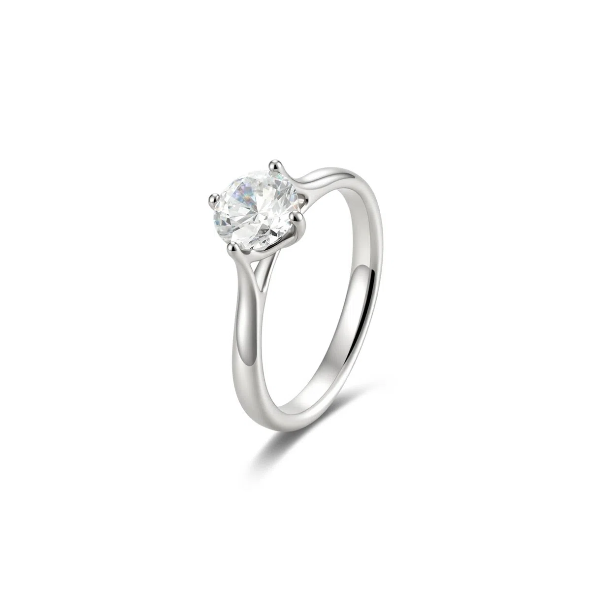 Anillos de pareja de oro blanco Au 375/585/750 con moissanita, alianzas solitarias