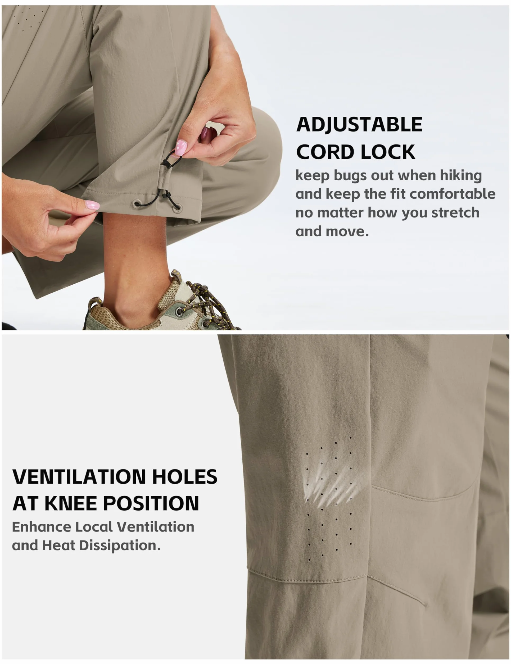 Pantalones Trekking Mujer Cargo Senderismo Impermeable Transpirable 5 Bolsillos