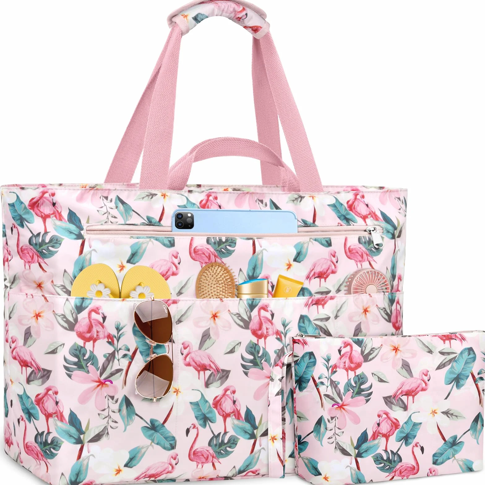 Bolsa Playa Mujer Grande Xxl Familiar Bolsos Playa Con Cremallera Beach Bag Plegable Bolsa Viaje Ligero Tote Bag Mujer Para Playa, Viajes, Picnic. 50L