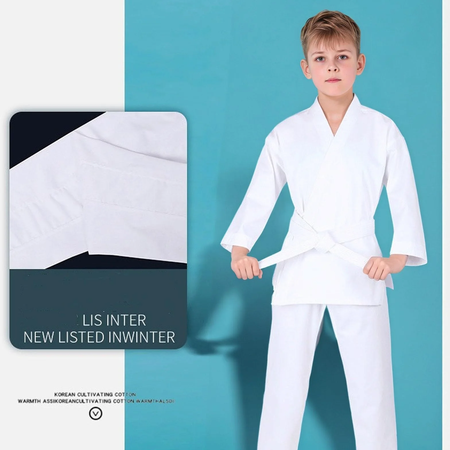 Conjunto de entrenamiento de karate completo para niños con cinturón y pantalones