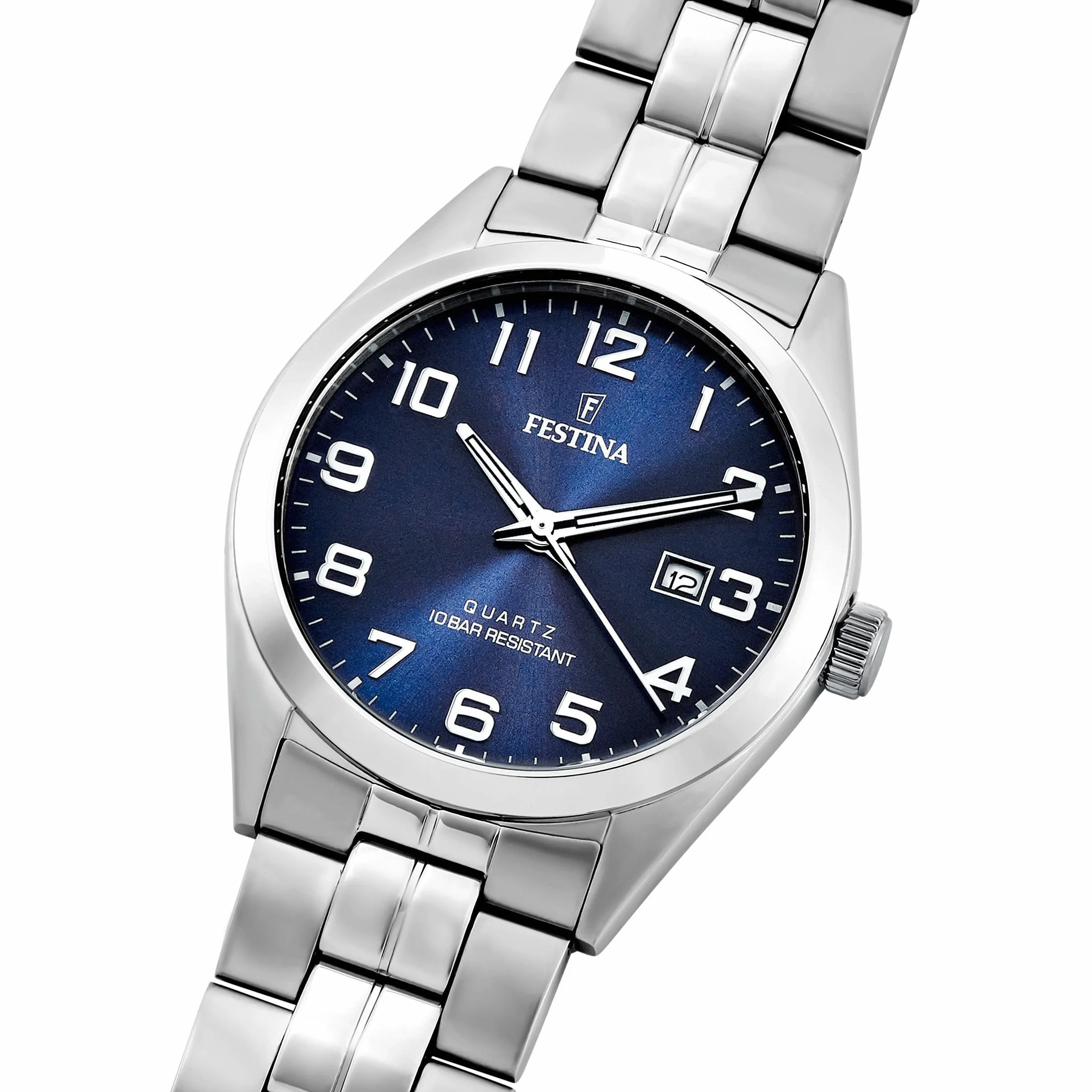 Festina Reloj Hombre Analógico de Acero Inoxidable 316l Plateado - Movimiento de Cuarzo - Calendario - Cristal Mineral de Alta Resistencia - Resistente al Agua 10 ATM F20437