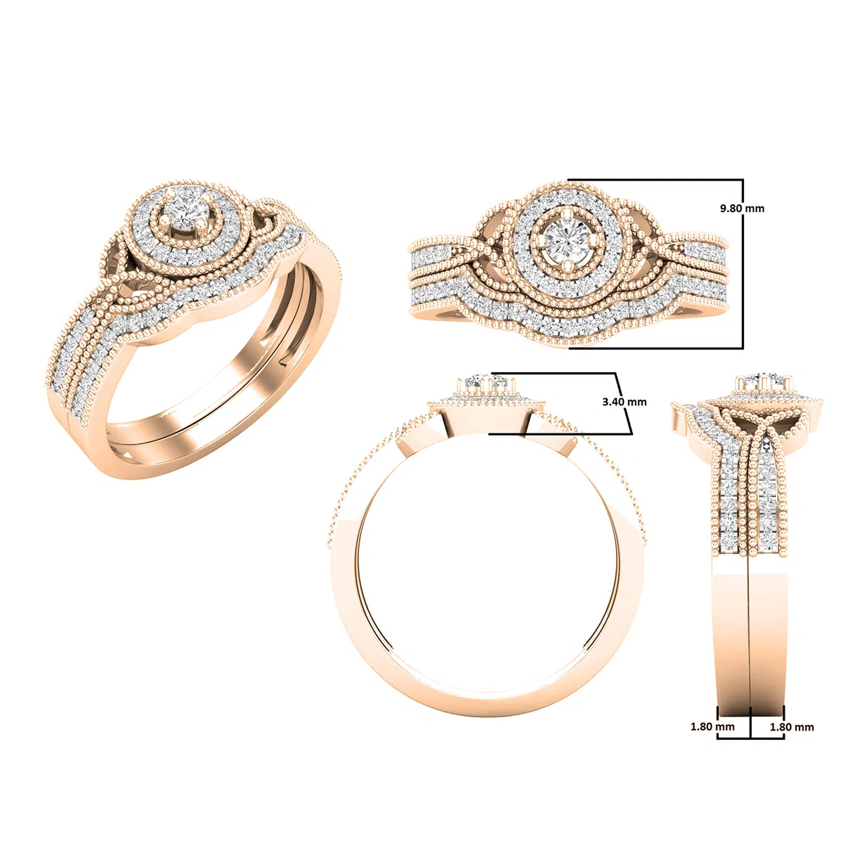 DazzlingRock Collection 18 quilates oro rosa redonda IJ diamante blanco