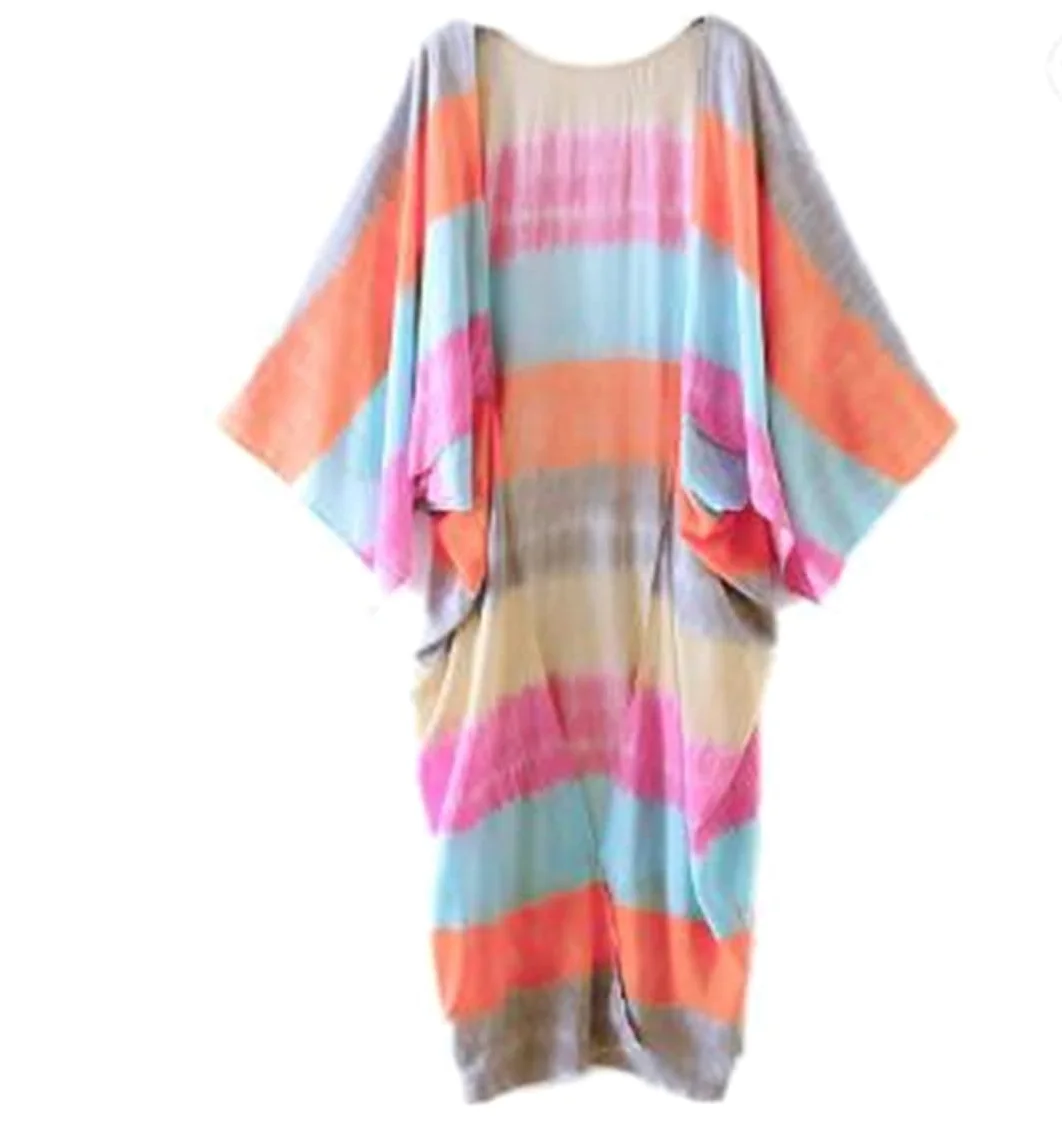 Dninmim Traje de baño vintage con manga de murciélago para mujer, estilo kimono, Como se muestra en la imagen, XXL