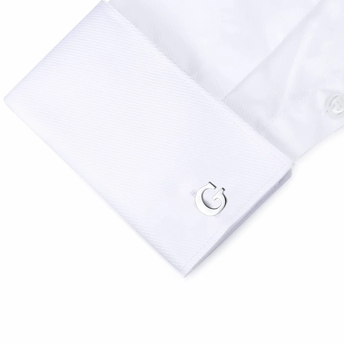 HONEY BEAR Gemelos Camisa de hombre de metal, Acero inoxidable,Nombre Carta Letra Iniciales A-Z,plata (1 par G)