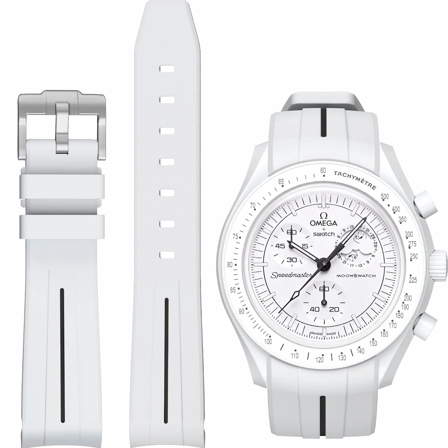 BONACE Correa para Omega x Swatch MoonSwatch/Rolex Watch/SEIKO Watch de 20 mm,Correa de repuesto de silicona para reloj Omega X Swatch Moonswatch Speedmaster sin espacio