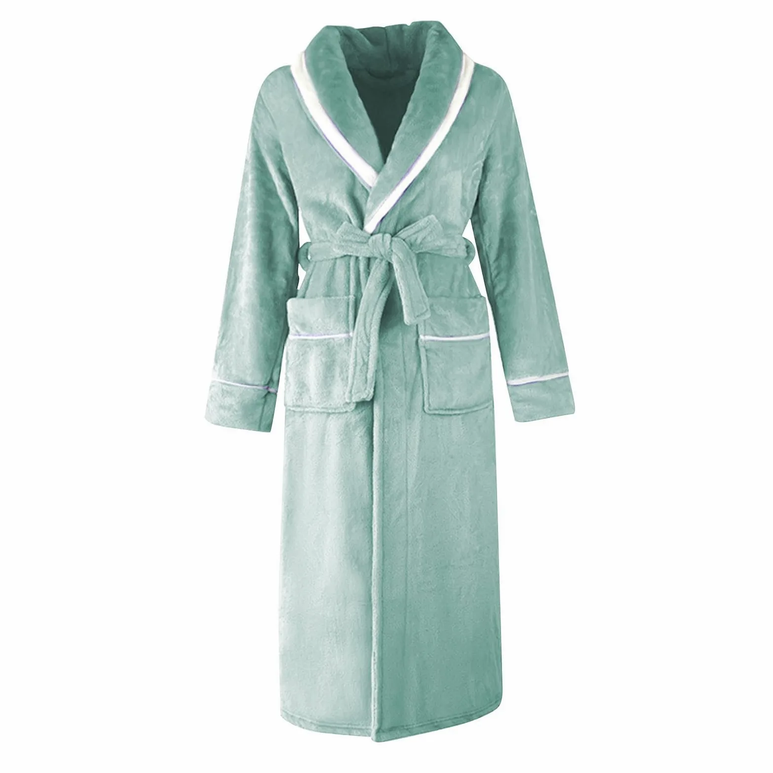 Batas De Casa - Larga Loungewear Batín Invierno Afelpado Albornoces Acogedora Algodon Batamanta Elegante Talla Grande Albornoz Calentita Polar Suave
