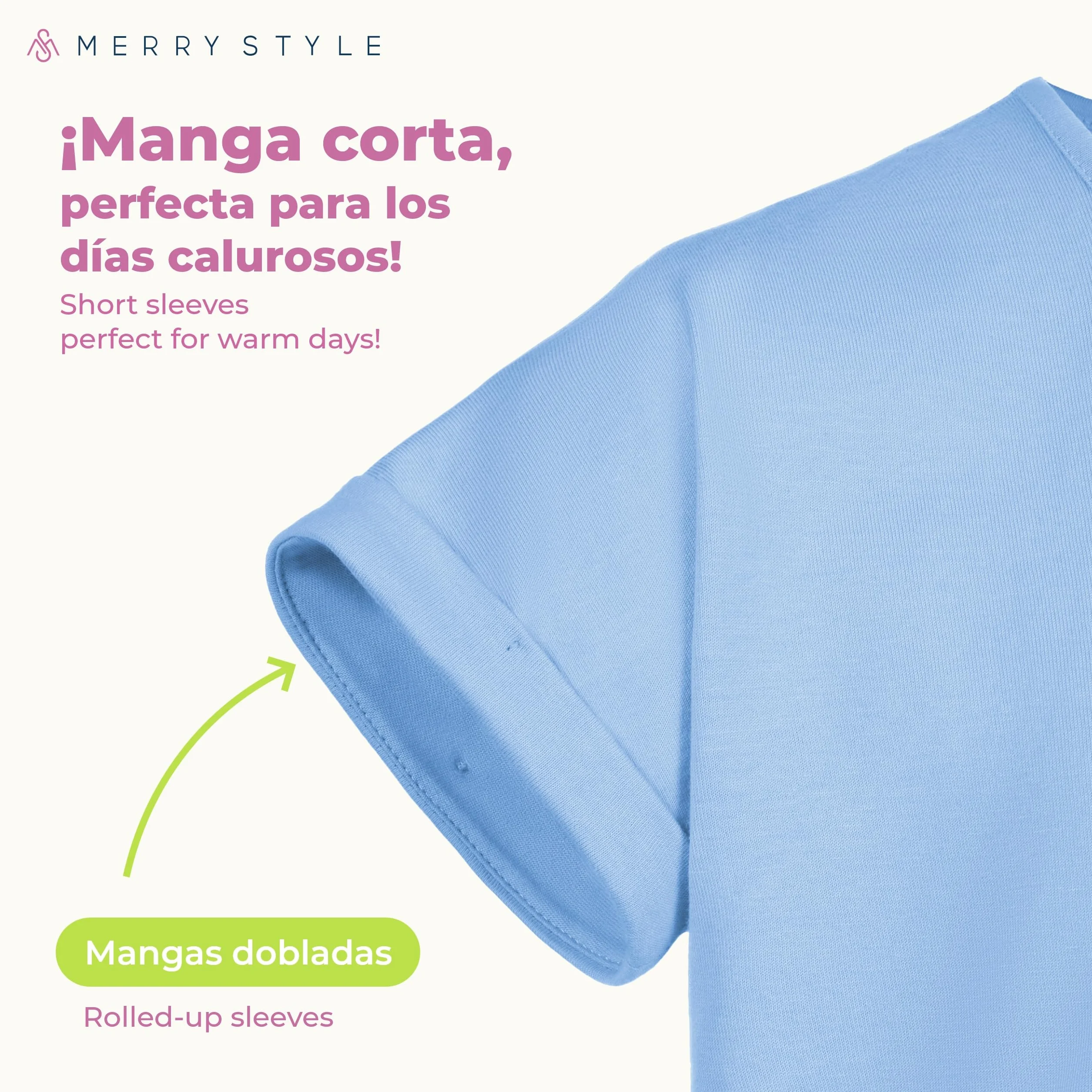 Merry Style Camiseta Niña Manga Corta Algodón, Cuello Redondo MS10-468