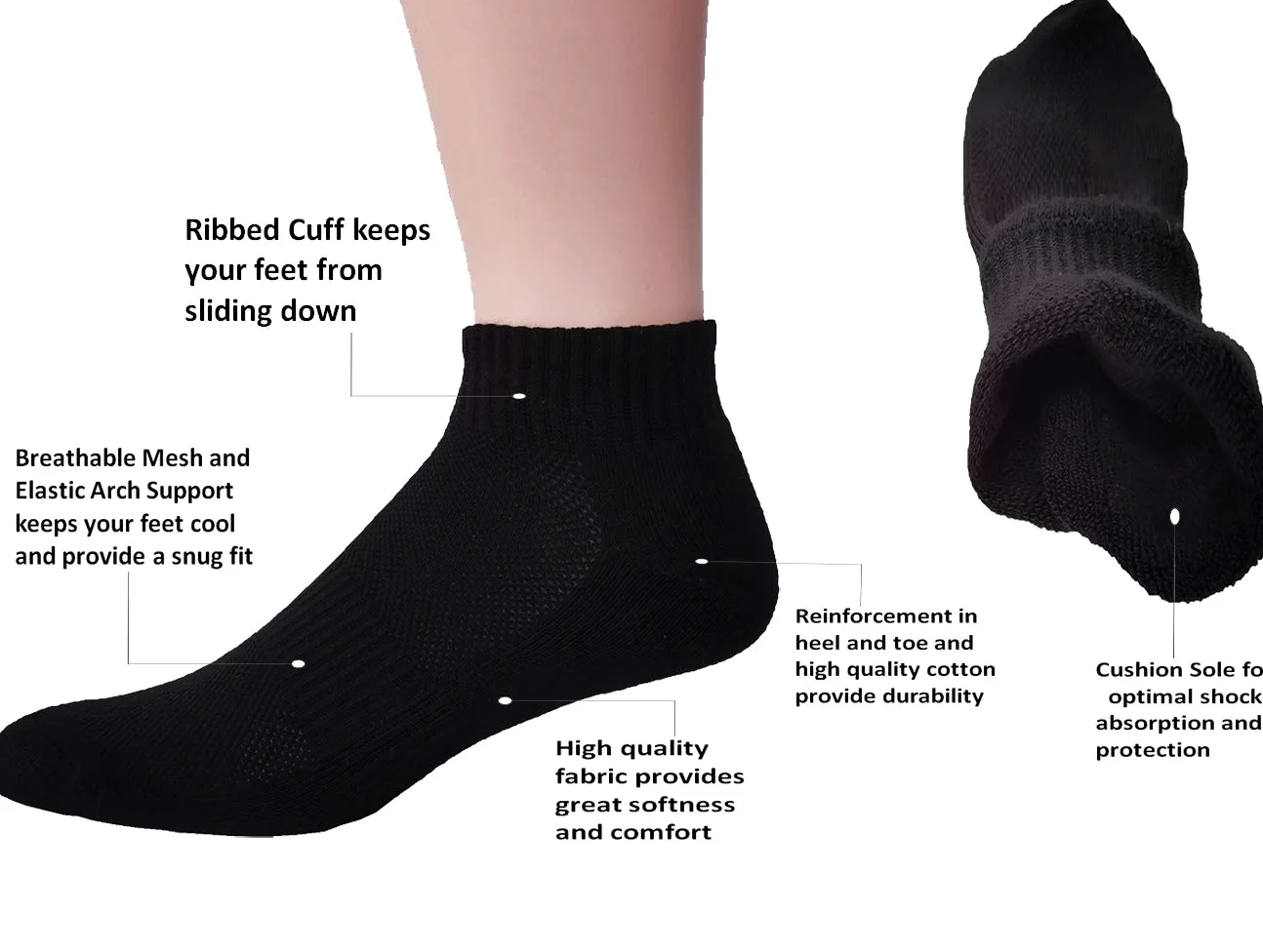 FORMEU Calcetines de compresión para mujer, antiampollas, transpirables, atléticos