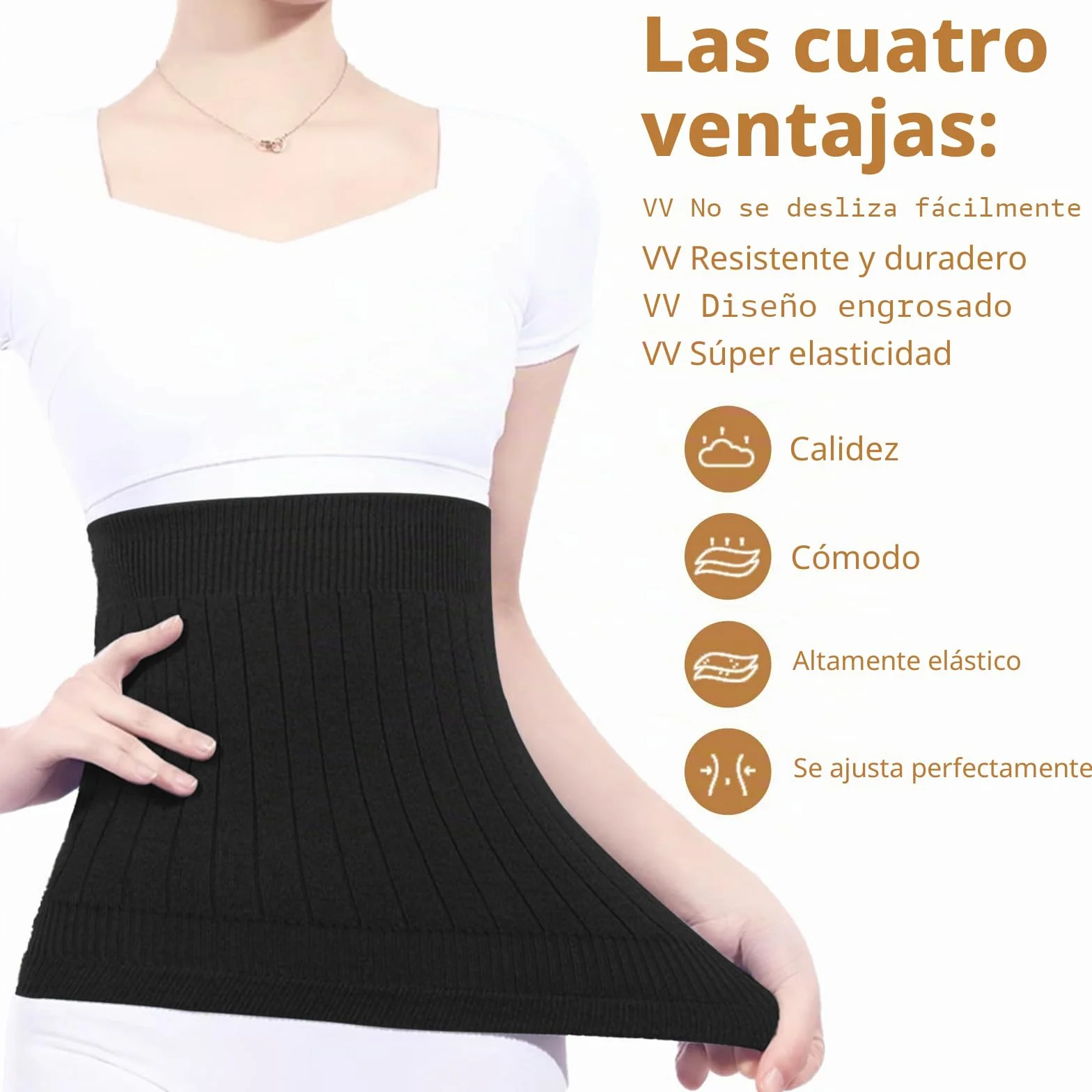 NAROSEBE Unisex Cinturón Lumbar Mujer Negro Calentador de Cintura de Cachemira Elástica Calentador de Espalda LanaCinturón Invierno Protector Cinturon para Invierno para Cinturas de 75~90cm