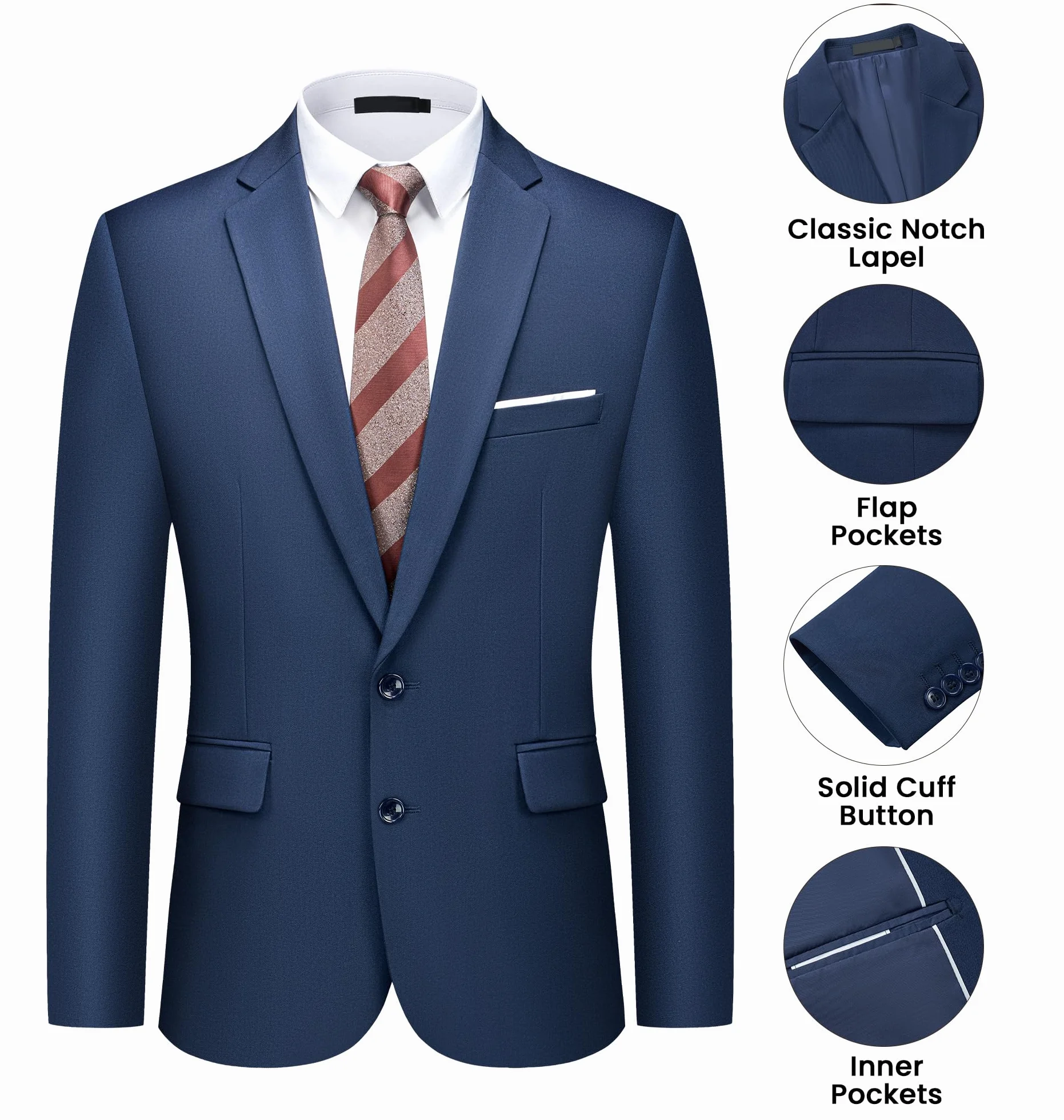 Traje Hombre 2 Piezas Slim Fit Elegante 2 Botones Chaqueta Pantalón Formal Business Oficina Boda
