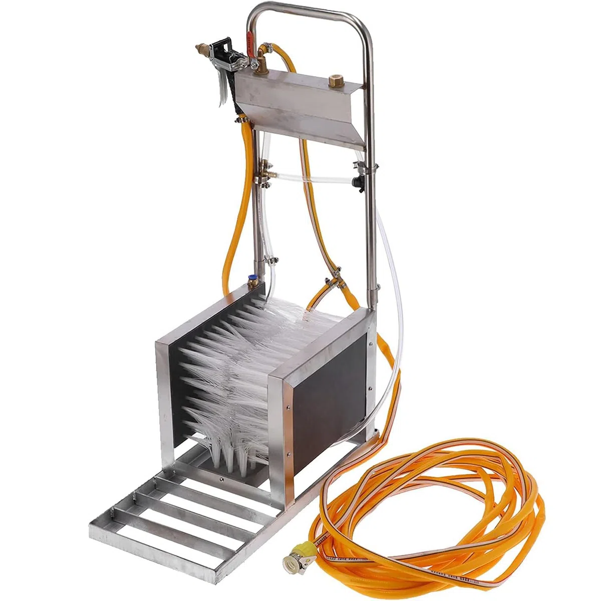 Limpiador de botas, raspador de zapatos de acero inoxidable y limpiador de calzado con pistola de pulverización de agua, removedor automático de barro para ganado de granja