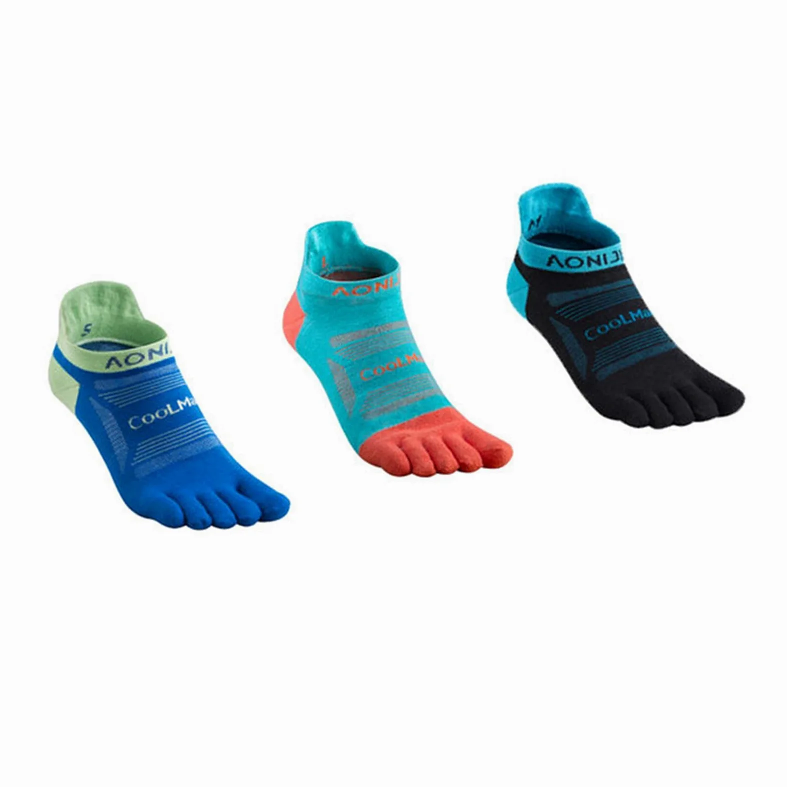 UKKO Calcetines de Hombre 3 Pares Ultra Run Cutt Athletic Athletic Cine Toe Socks Quarter Socks Toesocks-E4801 L Size