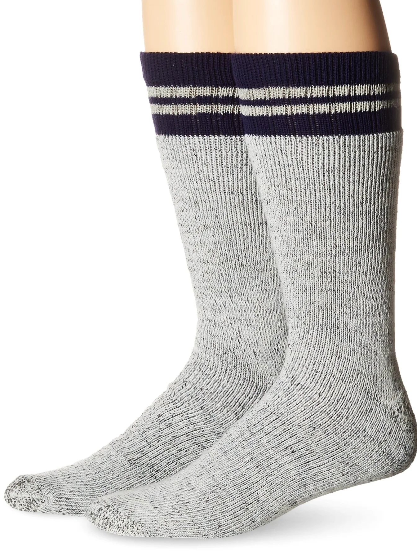 Dickies Men's 2 Pack Wool Blend Boot Crew Socks, Grey/Navy, Sock Size:10-13/Shoe Size: 6-12