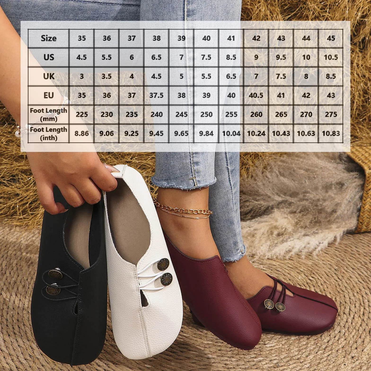 Zapatos ortopédicos suaves y flexibles, mocasines retro de ajuste ancho para mujer, ligeros, cómodos, ortopédicos, de gamuza de ballet, sin cordones, zapatos planos elásticos con botones para mujer