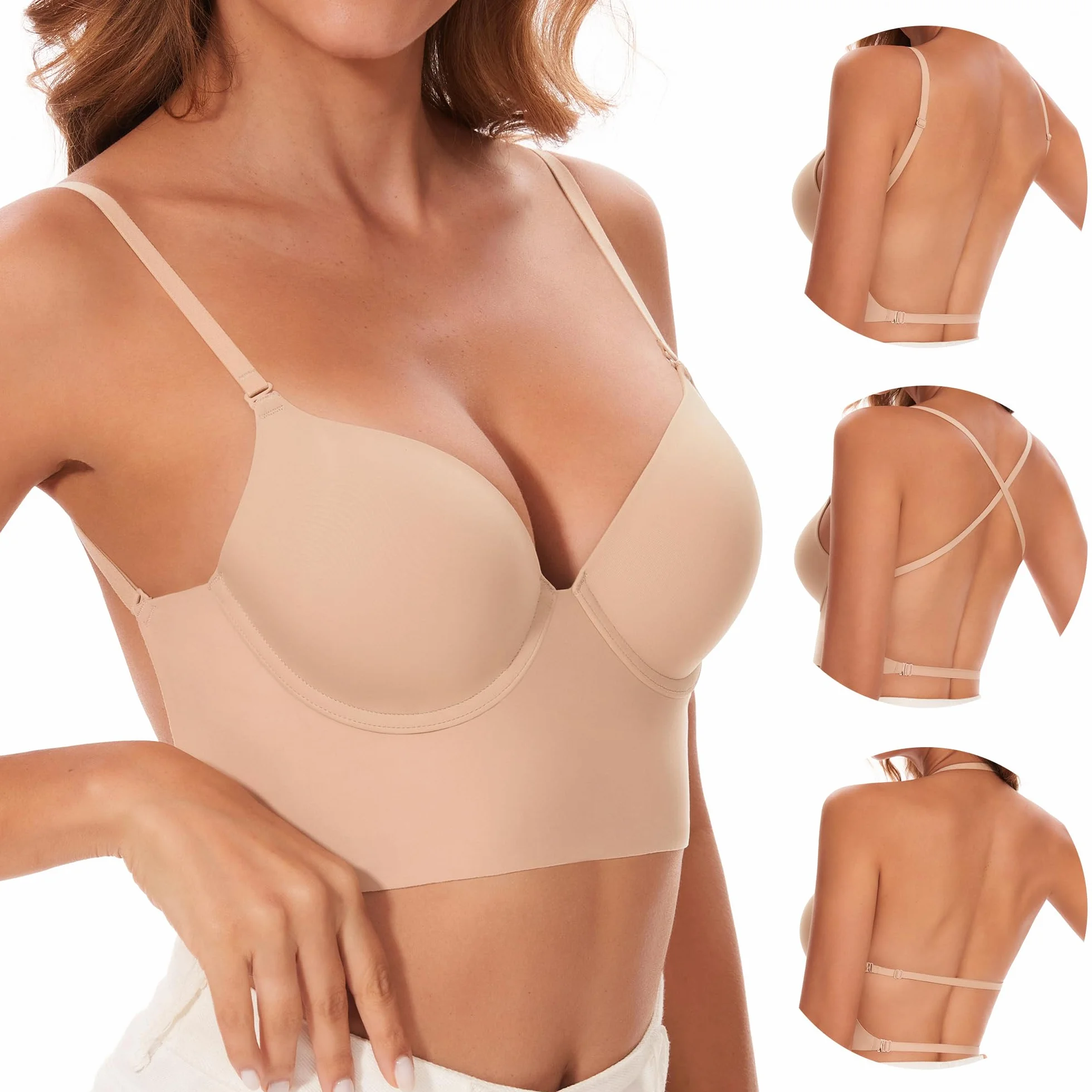Sujetador de espalda baja para mujer sin costuras halter multiway con tirantes convertibles