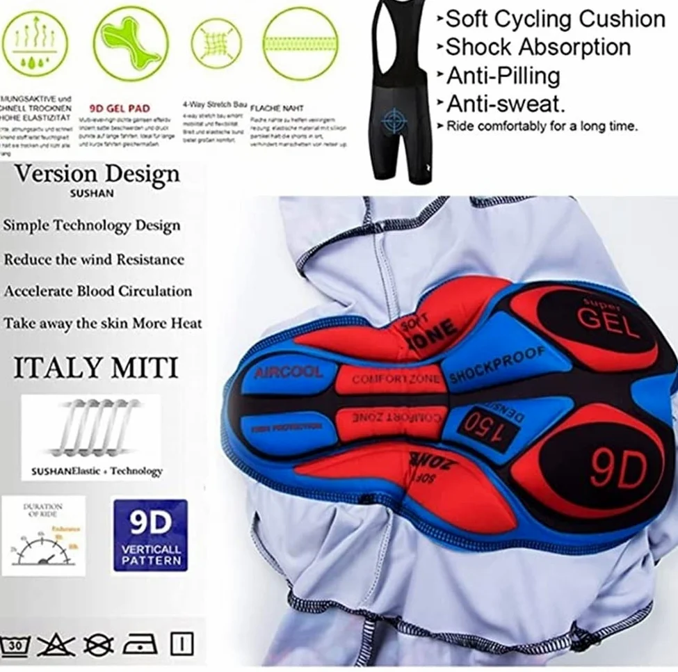 CYTSH Traje de triatlón Traje de Ciclismo Masculino MTB Establecer Bicicleta de Mono con 9d Gel Ropa de Almohadilla (Color : C, Size : Small)