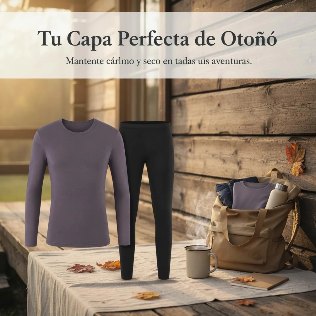 Ropa Interior Térmica Hombre Sin, Tejido modal, antipilling - cuello redondo | larga larga | algodón, antibacteriano 10A, para Esquí