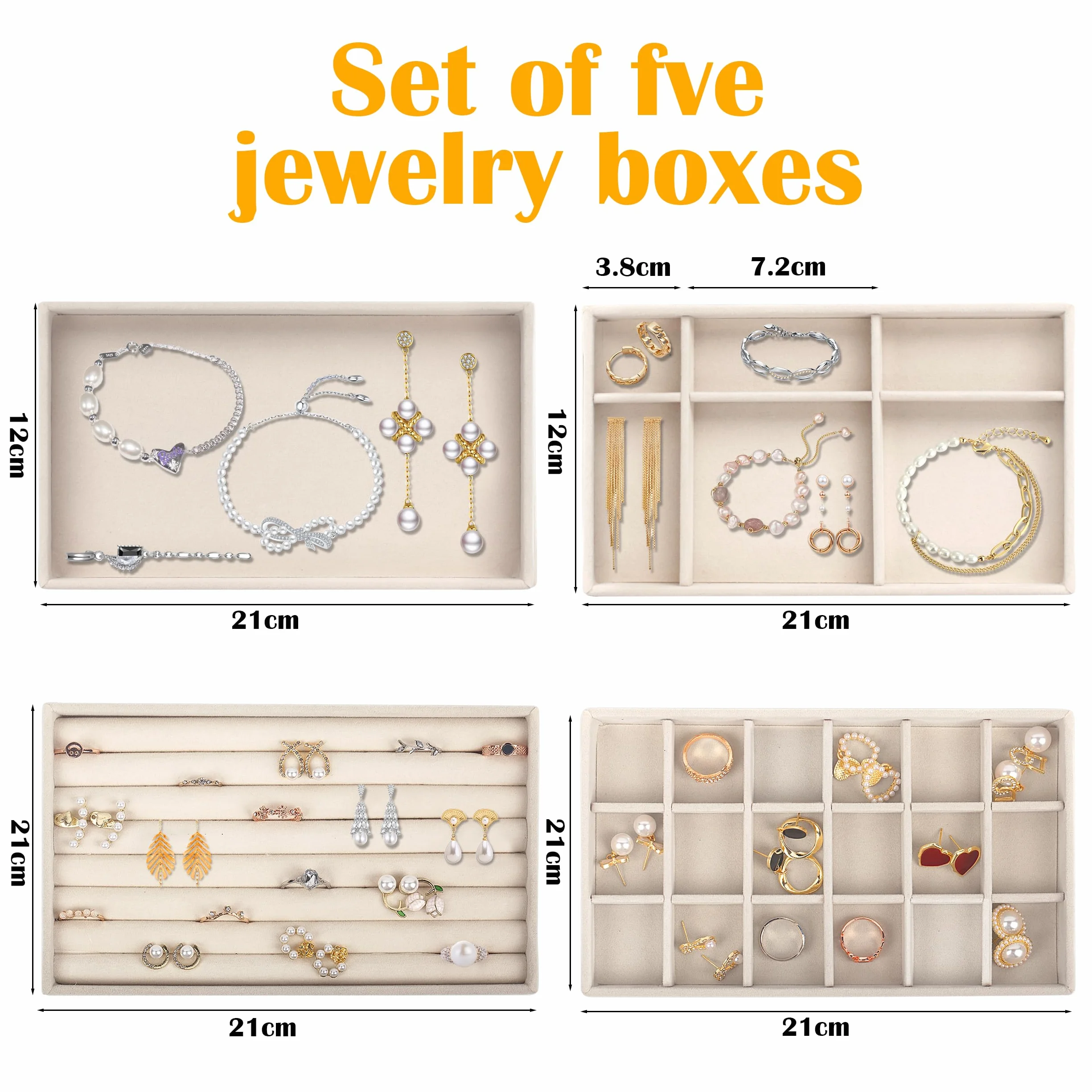 Schmuck Organizers,Schmucktablett,Schmuckaufbewahrung schublade, Schmuckeinsatz für Schubladen,Schmucktablett Stapelbar,Zum Aufbewahrung und Präseneren Von Ohrringe