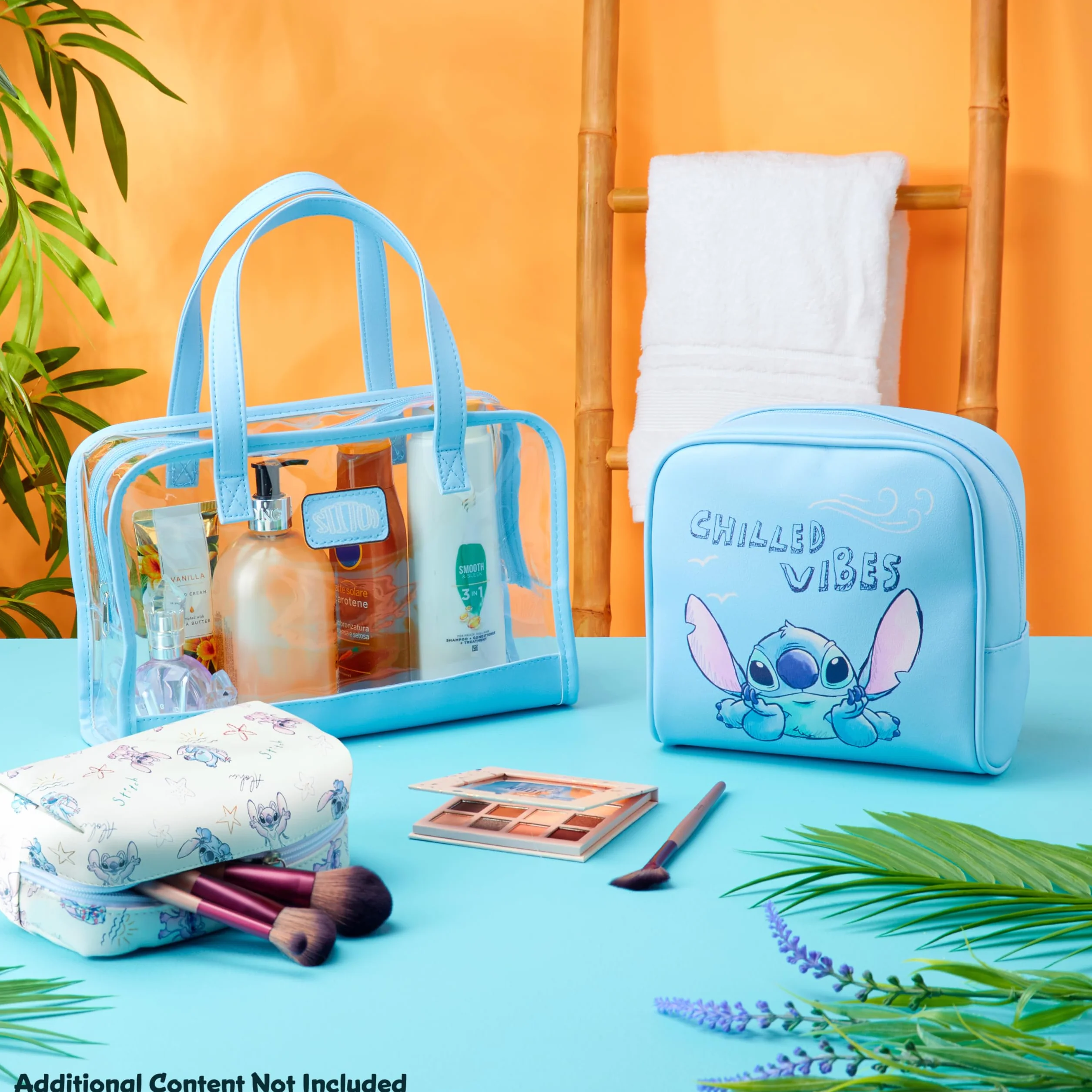Get Trend Disney Stitch Neceser Mujer y Niña, Set de 3, Neceser Maquillaje, Bolsa de Cosméticos y Viaje Uso Diario, Regalo para Mujer Niña (Azul Stitch)