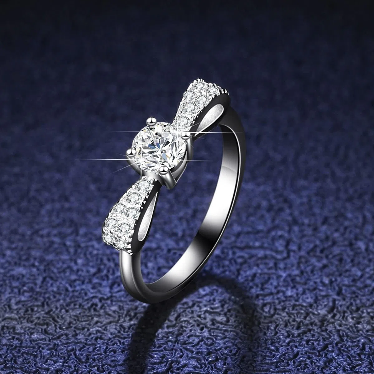 Anillo de oro para mujer, oro blanco, alianzas únicas con moissanite de 0,5 quilates, anillo de boda de oro auténtico para mujer