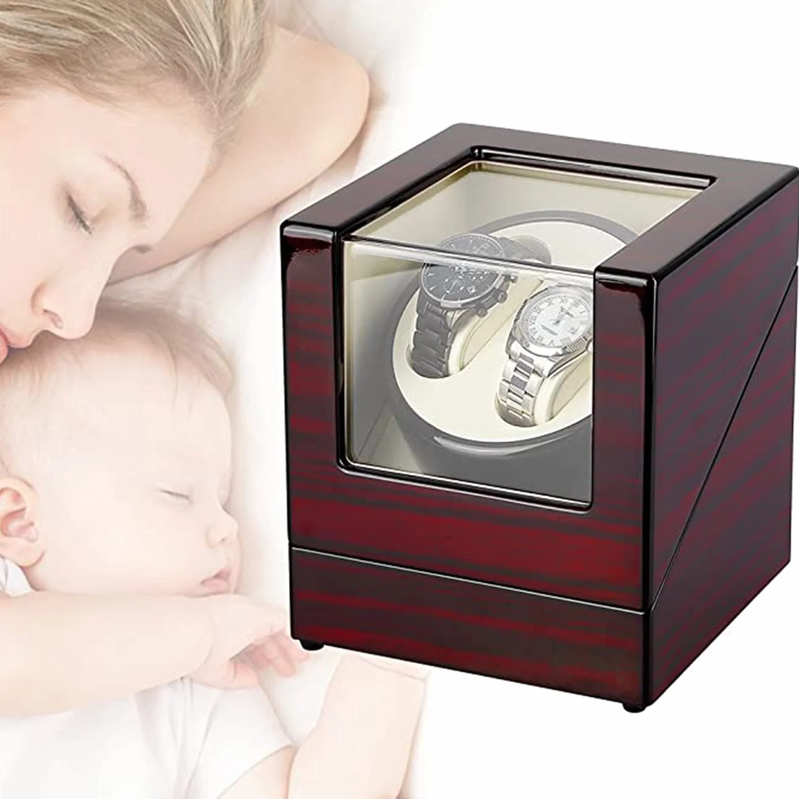 Uten Caja Giratoria Automática para Relojes, Watch Winder de Madera con Motor Silencioso