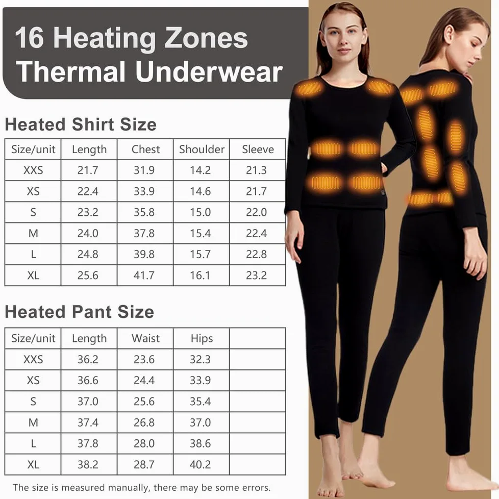 Camiseta Térmica con Calentamiento para Mujeres, Top De Base con Doble Control Inteligente De Calentamiento, Camiseta De Manga Larga Térmica con 16 Áreas Calentadas