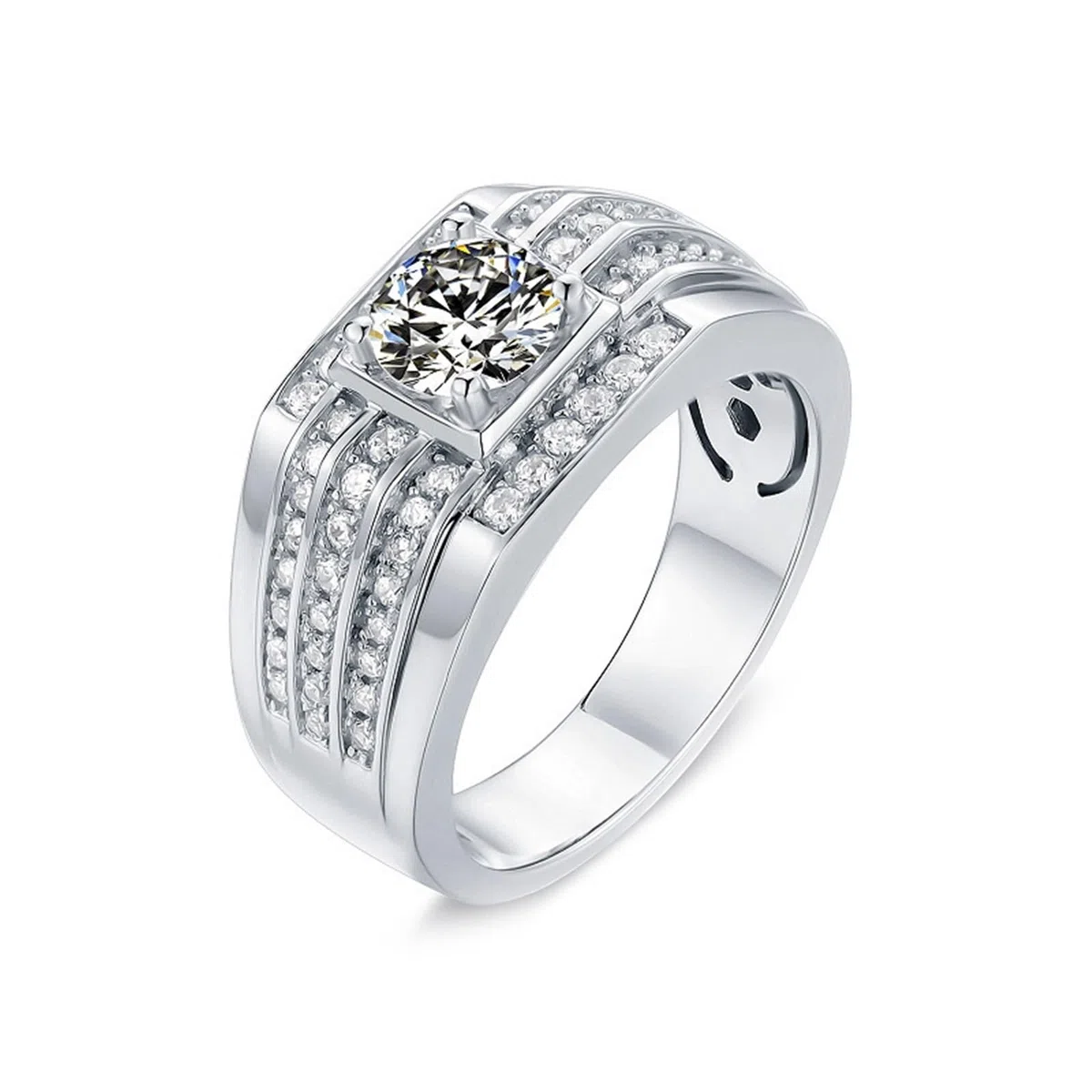 Wycian Anillo de compromiso para hombre, plata 925, moissanita, 1 ct, talla redonda, color blanco, apto para Año Nuevo, sin níquel