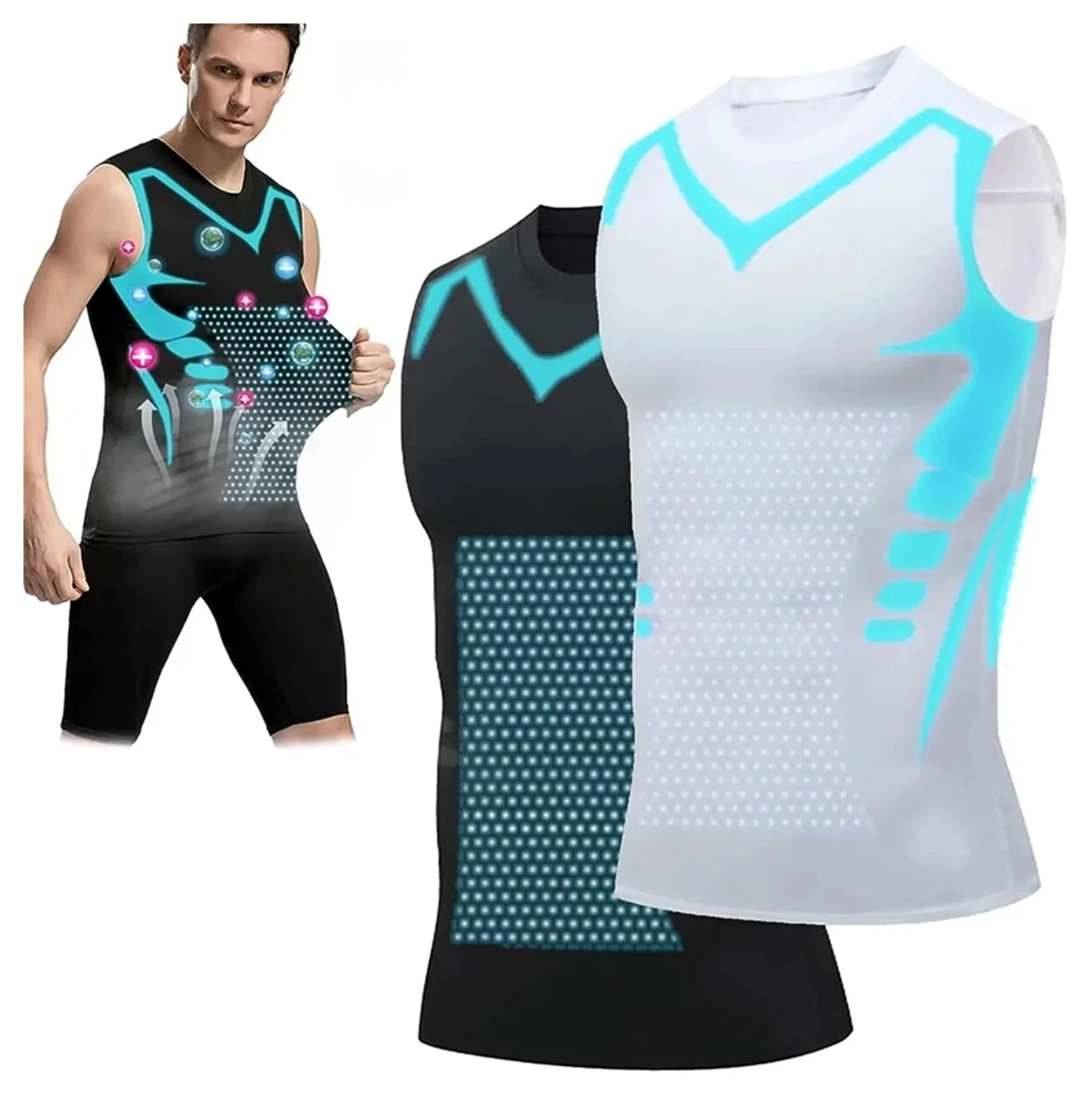 Camiseta CompresióN Hombre 2 uds chaleco moldeador for hombres, chaleco adelgazante, camisas de compresión moldeadoras de cuerpo, camiseta sin mangas, camisetas de Fitness sin mangas con Control de ba