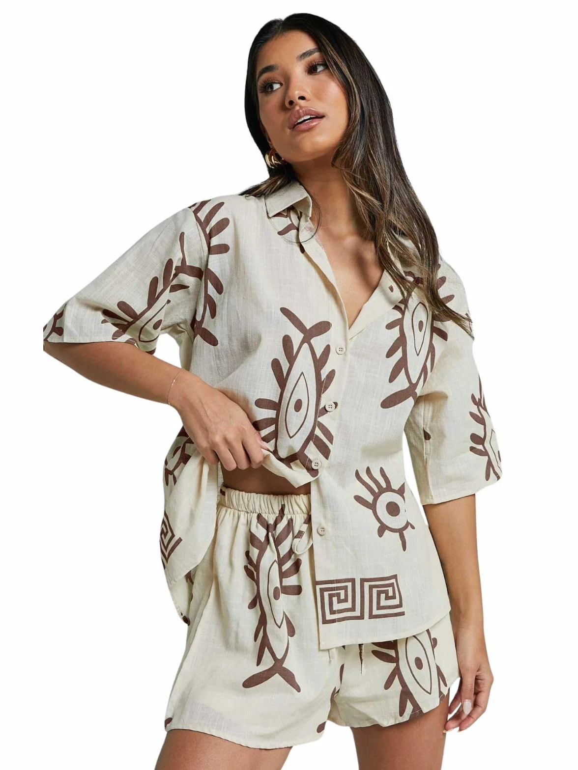 Leriya Fashion Co-ord - Conjunto de pijama elegante para mujer, conjunto de pijama de verano para mujeres y niñas para playa y vacaciones, traje de noche para mujer, conjunto de pijama estampado de