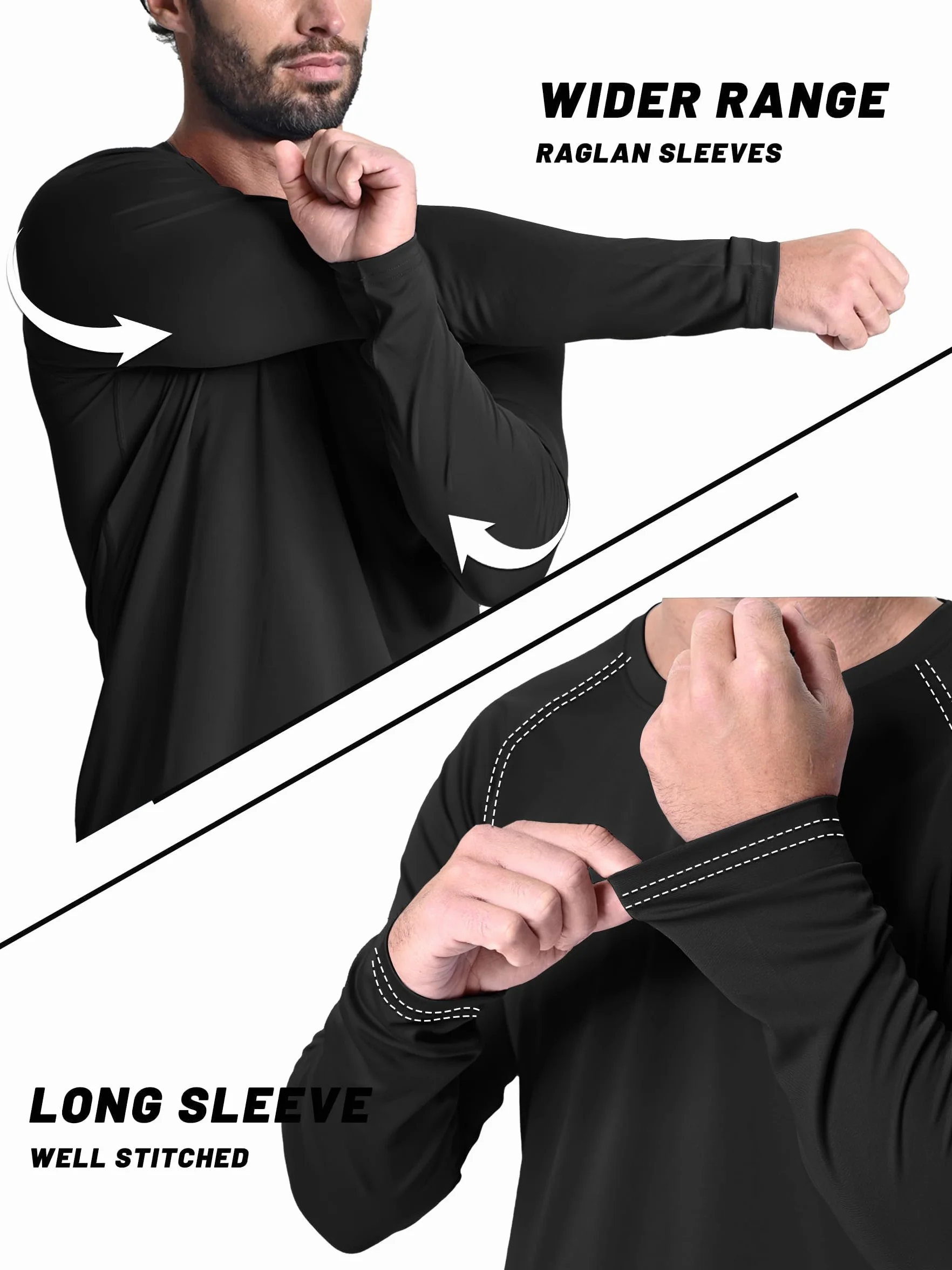 KEFITEVD Camiseta Casual de Manga Larga para Hombre Primavera Verano Camisetas Ligeras y Cómodas