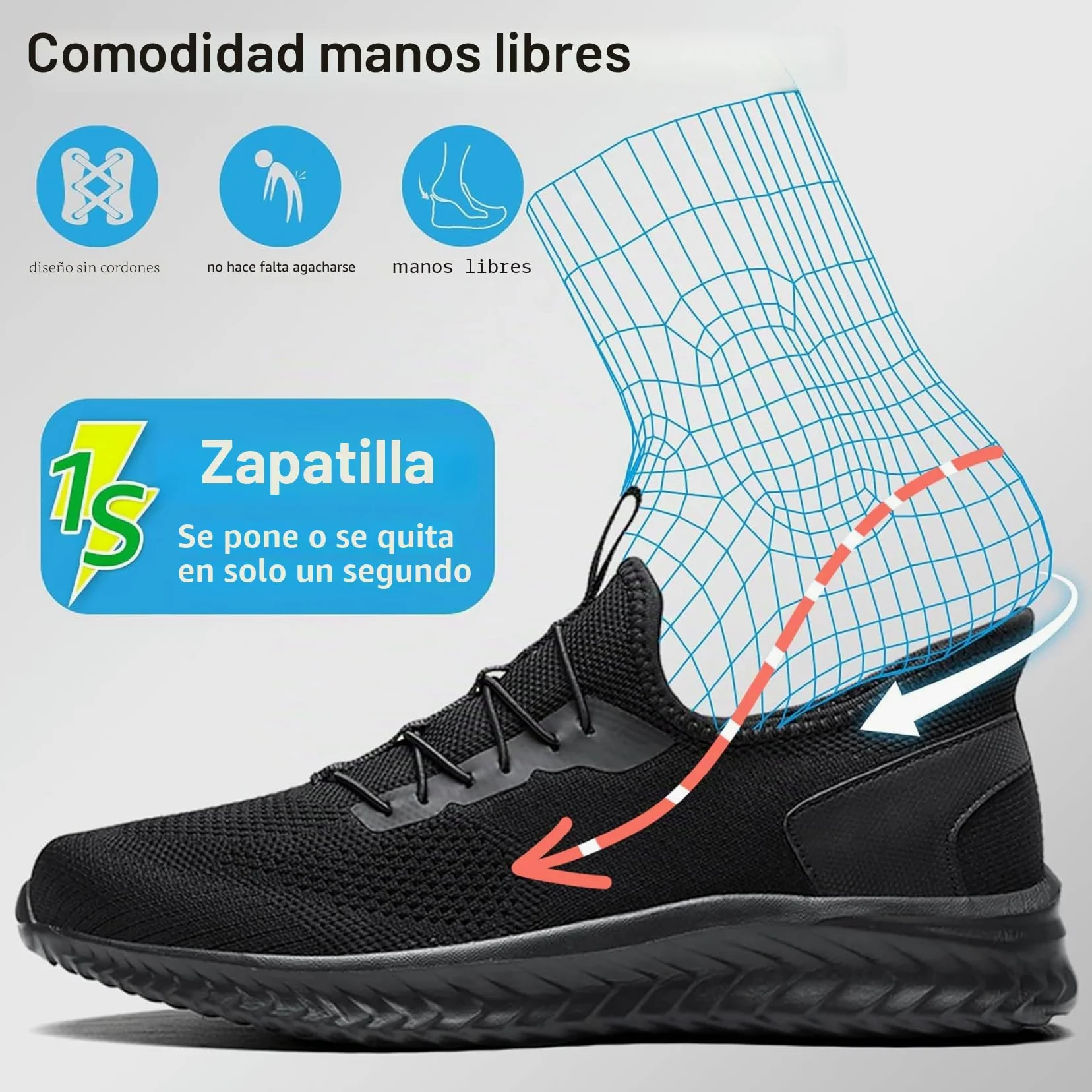 Zapatillas Casual para Hombre Slip On Calzados Deportivo Zapatos de Running Transpirable Ligero Zapatillas de Caminar