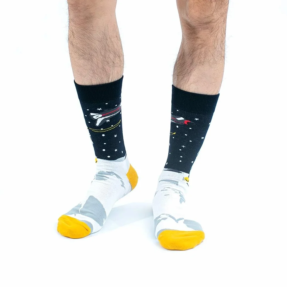 BONANGEL Calcetines Funky para Hombre, Calcetines Navideños, Divertidos y Coloridos Calcetines de Vestir de Algodón Loco, Regalo para Hombres Papá Novio