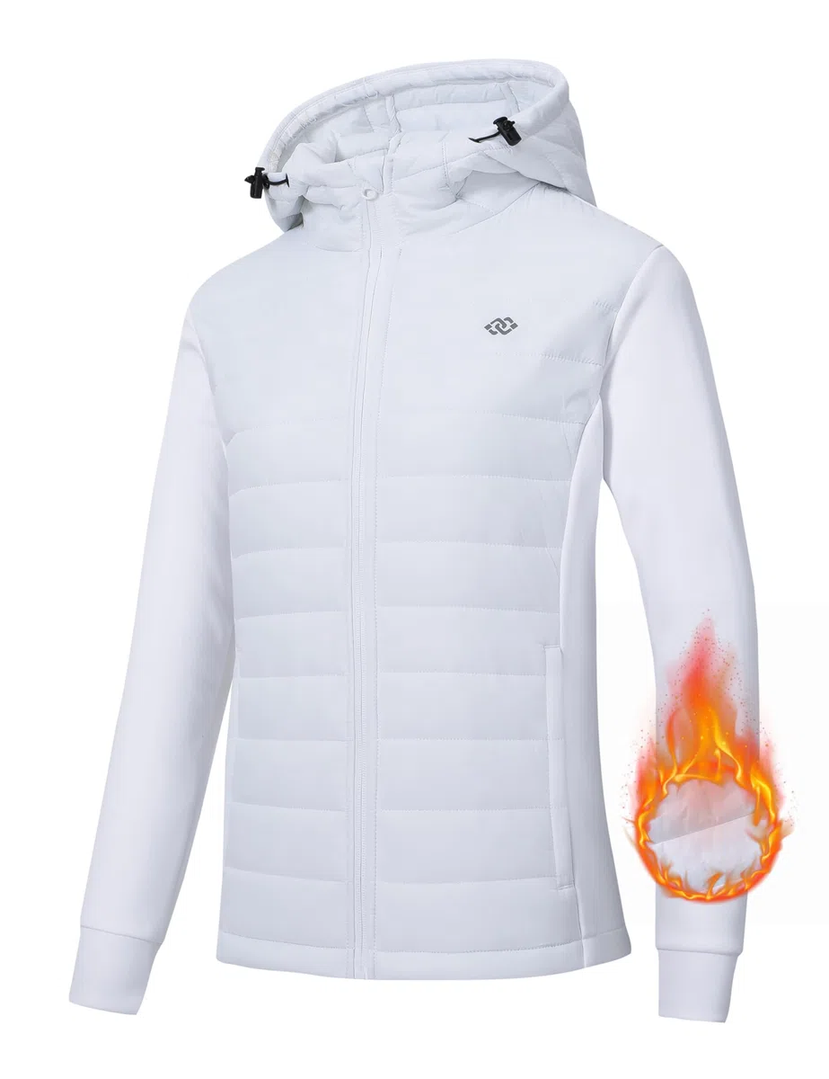 MoFiz Chaqueta Senderismo Aislante Mujer Chaqueta Híbrida Cálida para Correr Chaqueta Deportiva para Exteriores White EU S