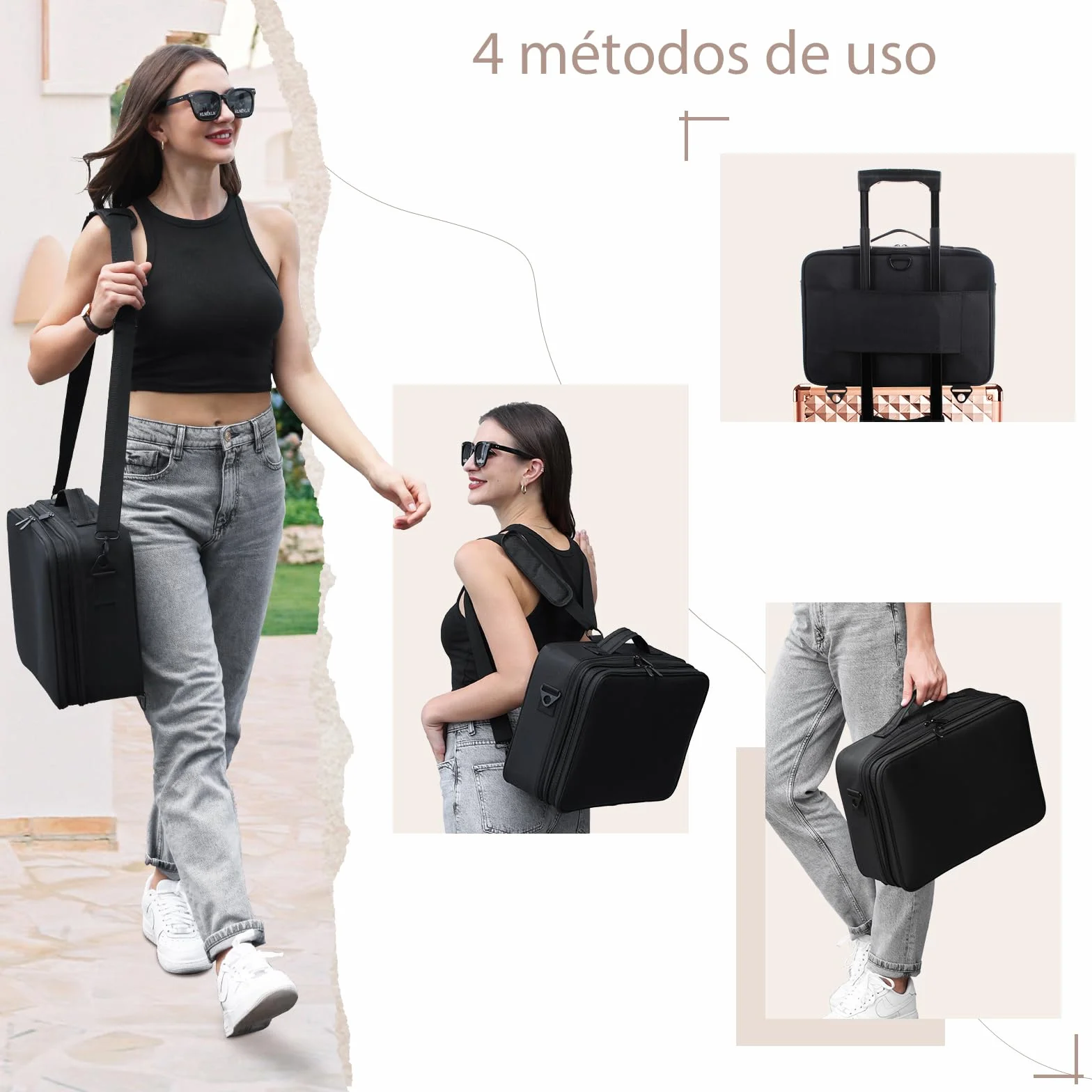 Neceser de Maquillaje Profesional Bolsa de Maquillaje Grande Mujer Organizador de Maquillaje Mujer Maletin Maquillaje, Negro Oscuro