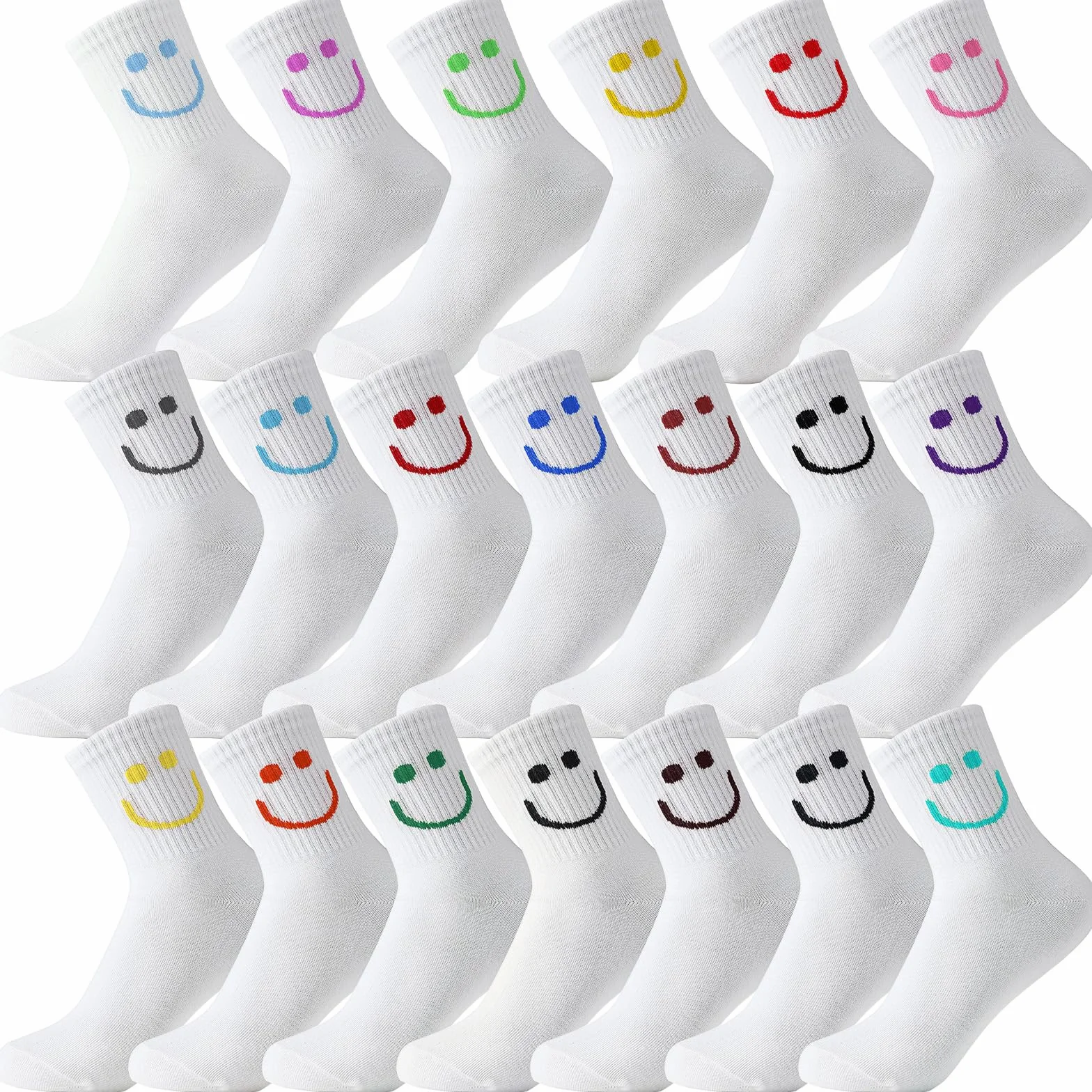 Cuffbow Paquete de 20 calcetines Crazy Funny Emotion para mujer, calcetines de algodón suave, 20 diseños divertidos diferentes