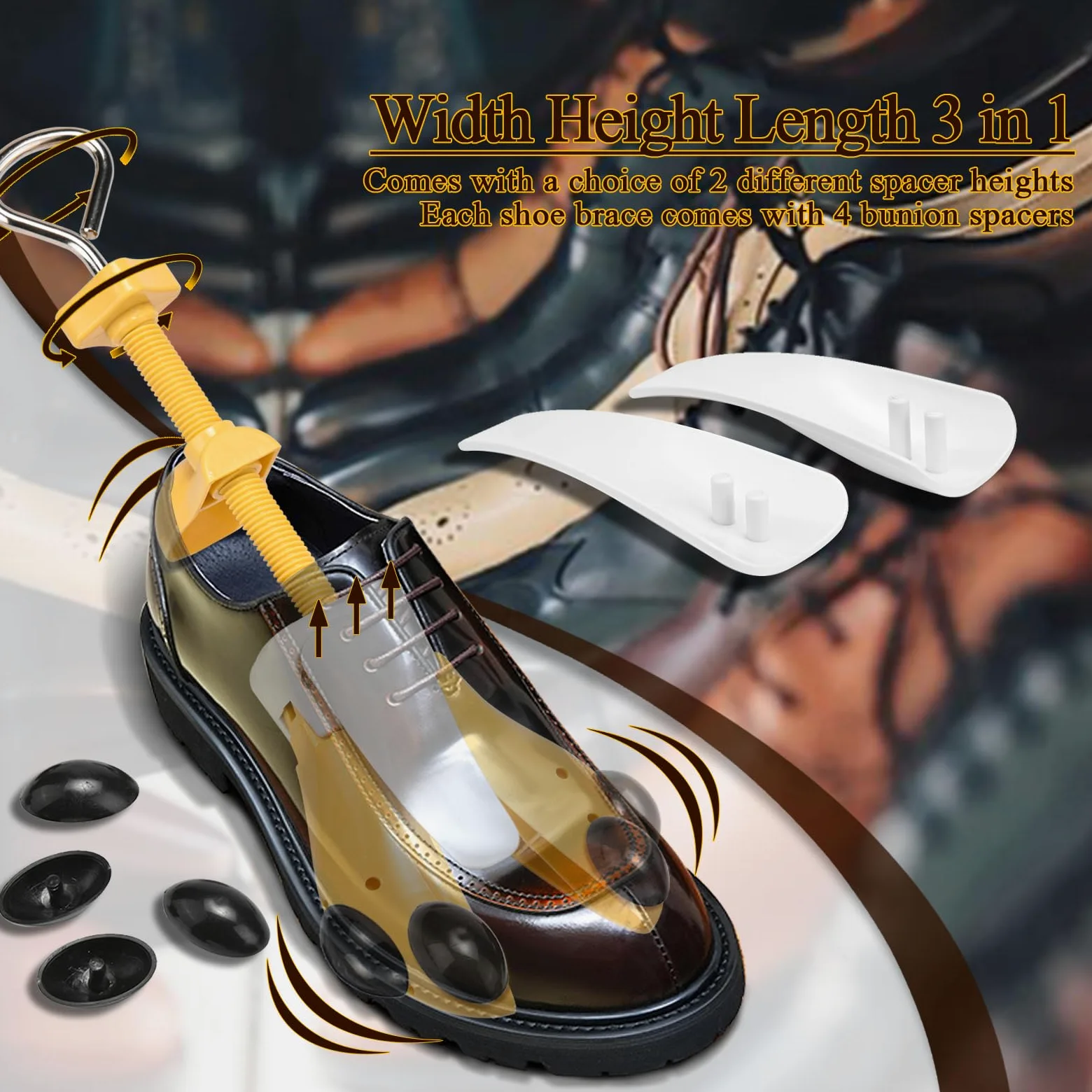 Estirador de zapatos para mujeres y hombres, pies anchos, par de expansores de zapatos, ancho ajustable, longitud y empeine