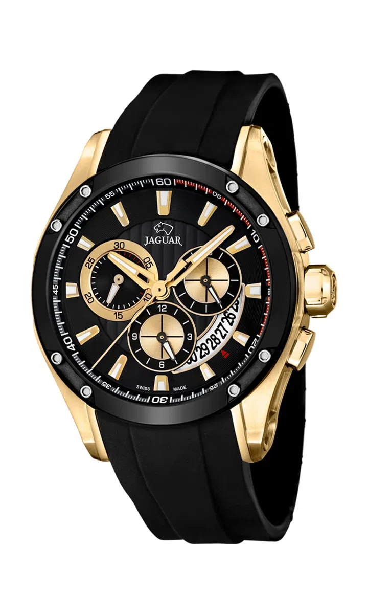 JAGUAR Swiss Made Reloj Hombre Analógico de Caucho Negro