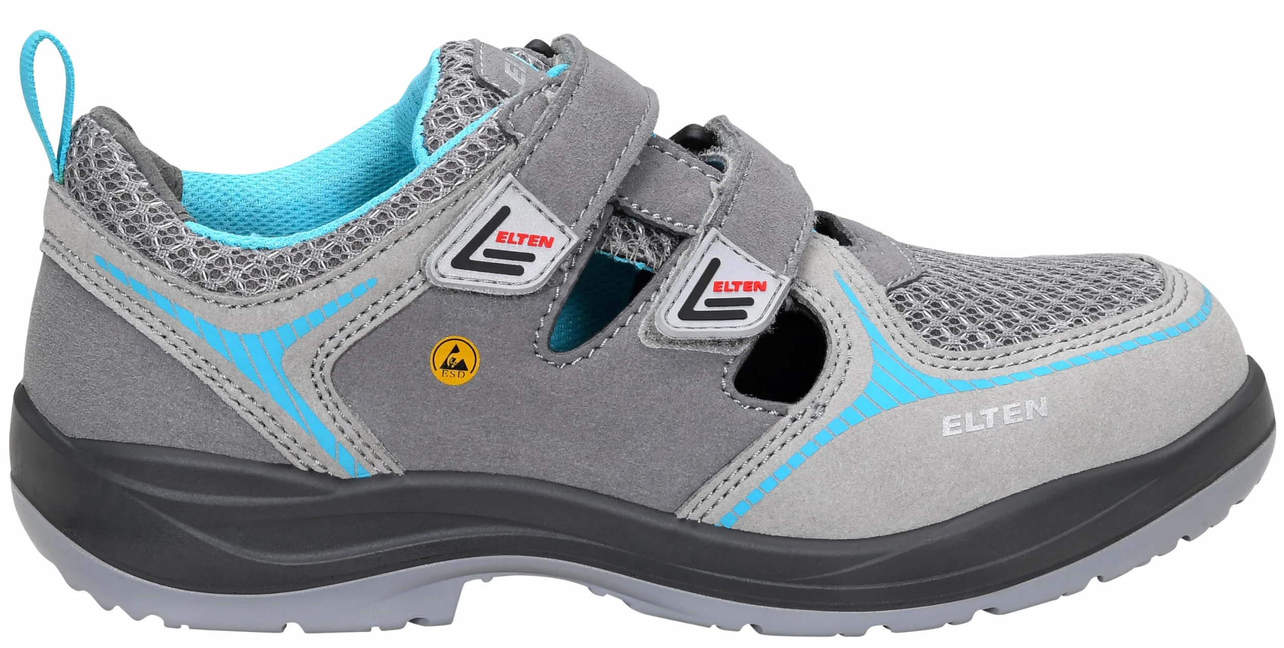 Elten Mila Aqua Easy ESD S1 Zapatillas de seguridad mujer ligeras gris agua puntera acero cierre velcro talla 35