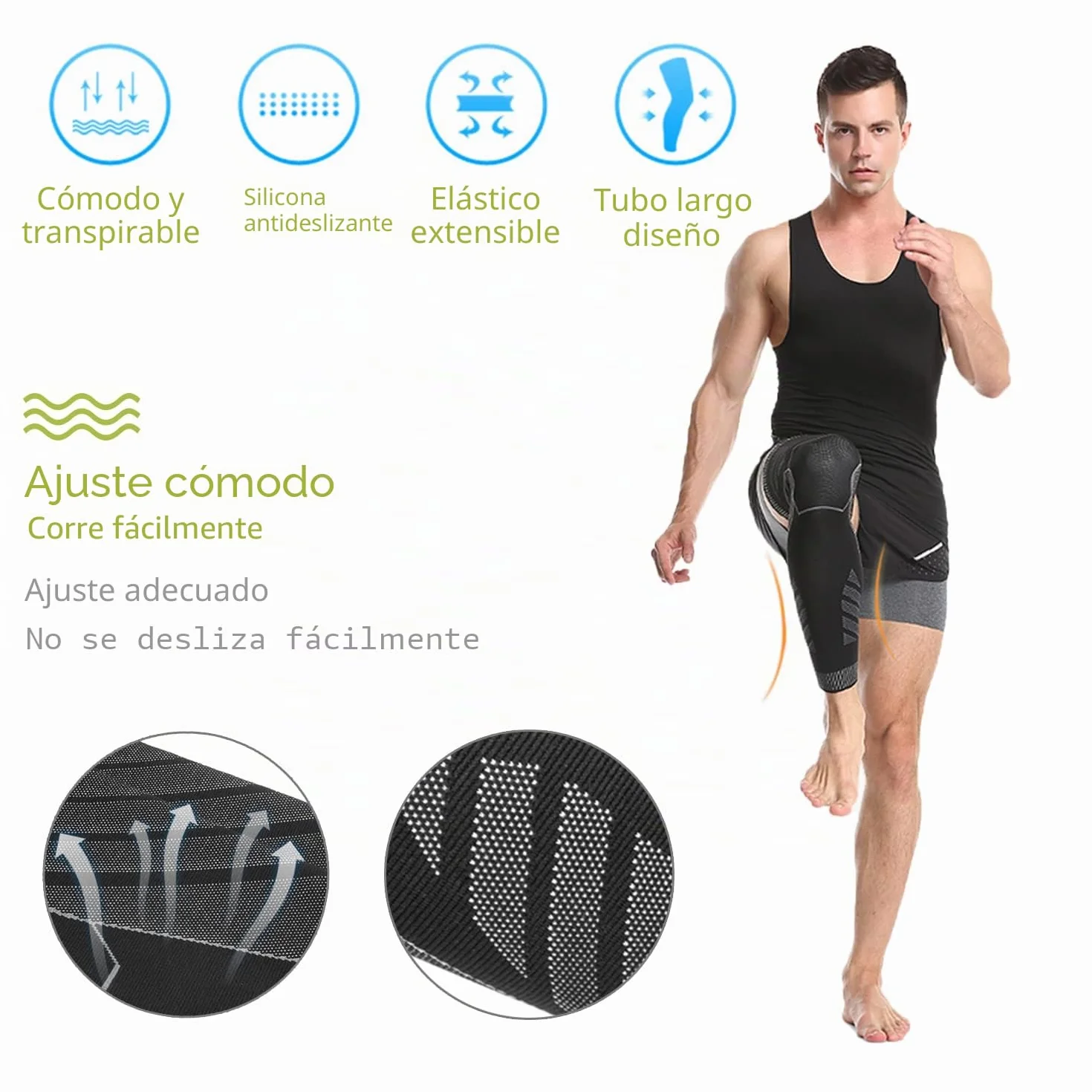 Mangas de Pierna de Compresión, Rodilleras de Compresión de Longitud Completa Antideslizante, Transpirable Calentadores de Piernas para Correr, Baloncesto, Ciclismo, Fútbol, Deporte