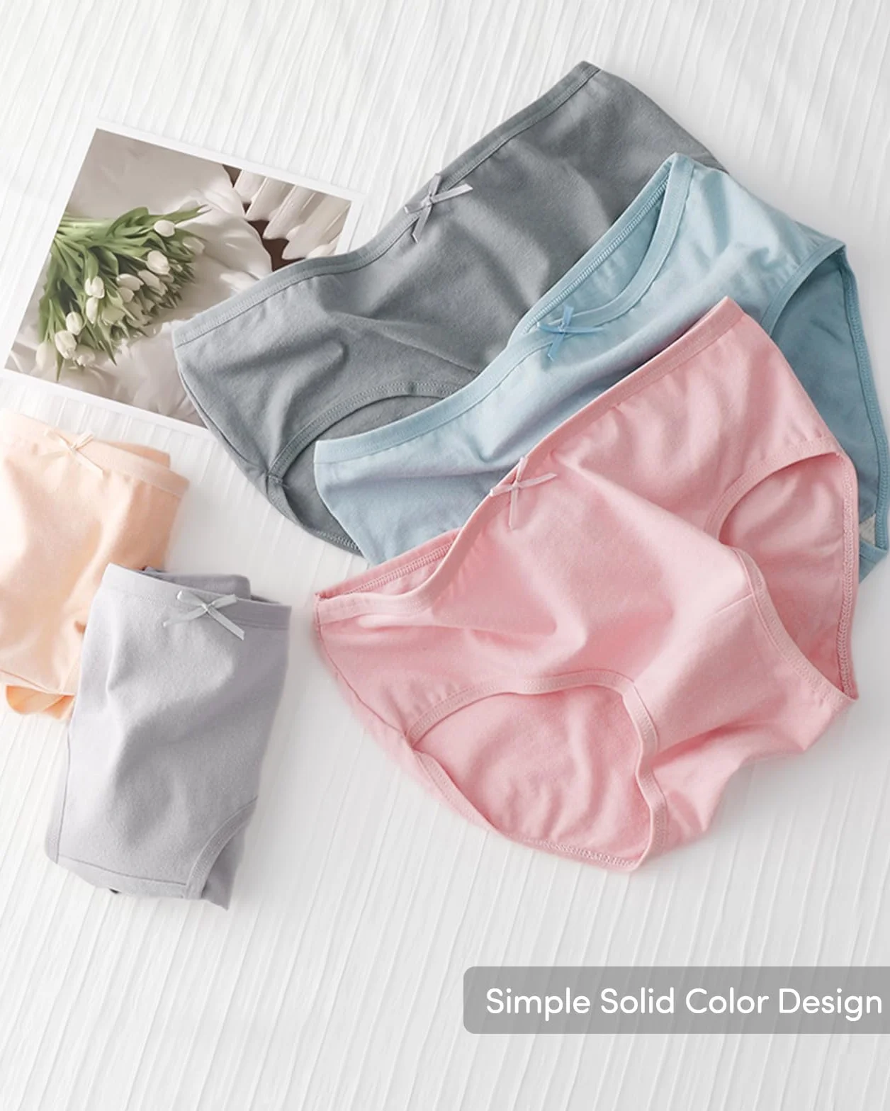 Domee Braguitas Algodón Ropa Interior Niña Pack de 8 Bragas Color Sólido