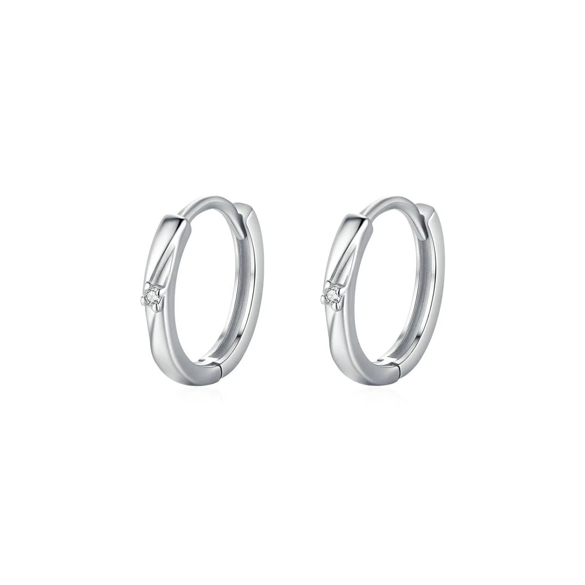 Pendientes de aro para mujer, oro blanco de 18 quilates, Mobius con diamante
