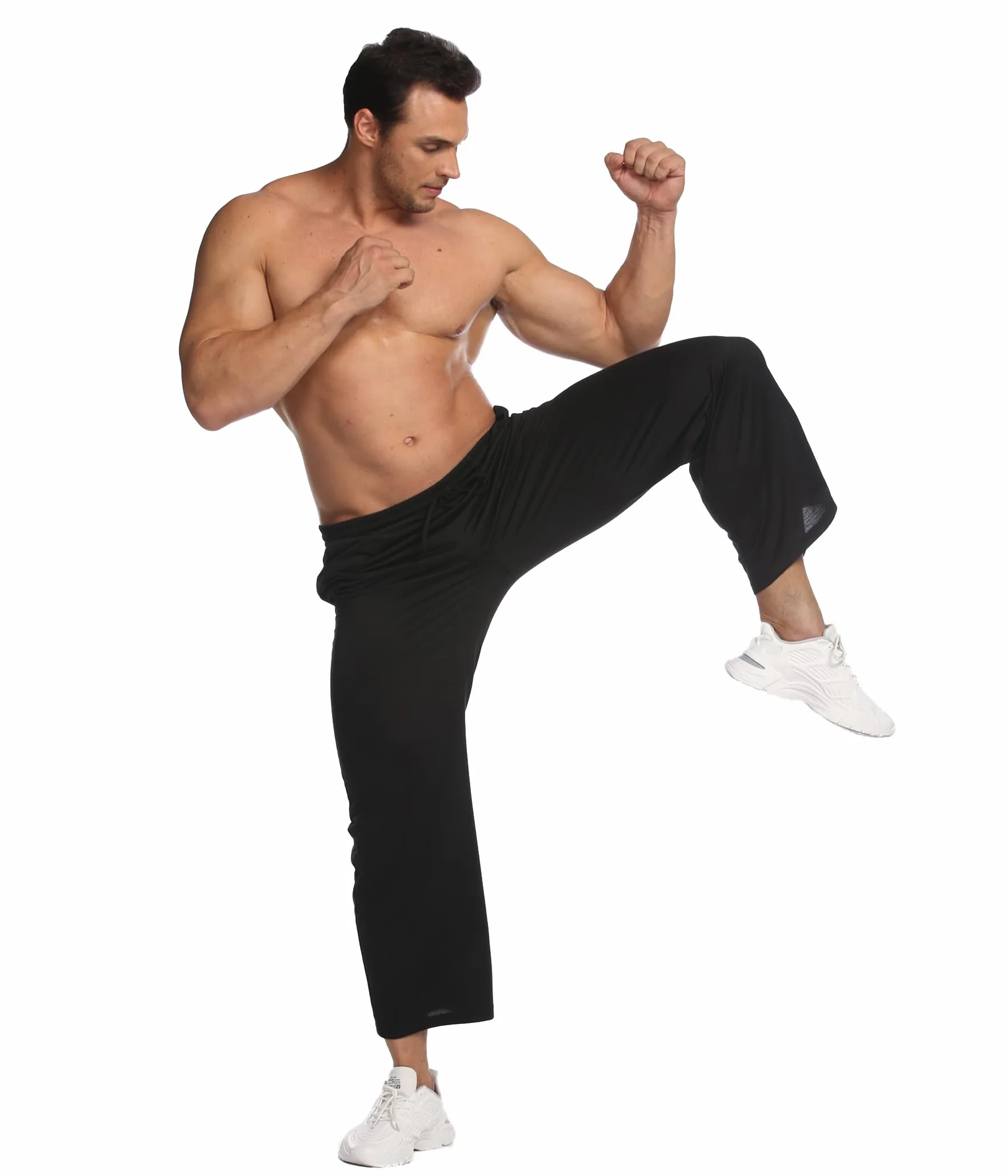PINSPARK Pantalones de chándal Hombre Entrenamiento Deportivos algodón Largos Informales Holgados Anchos Fitness Yoga Estar por casa S-XXL