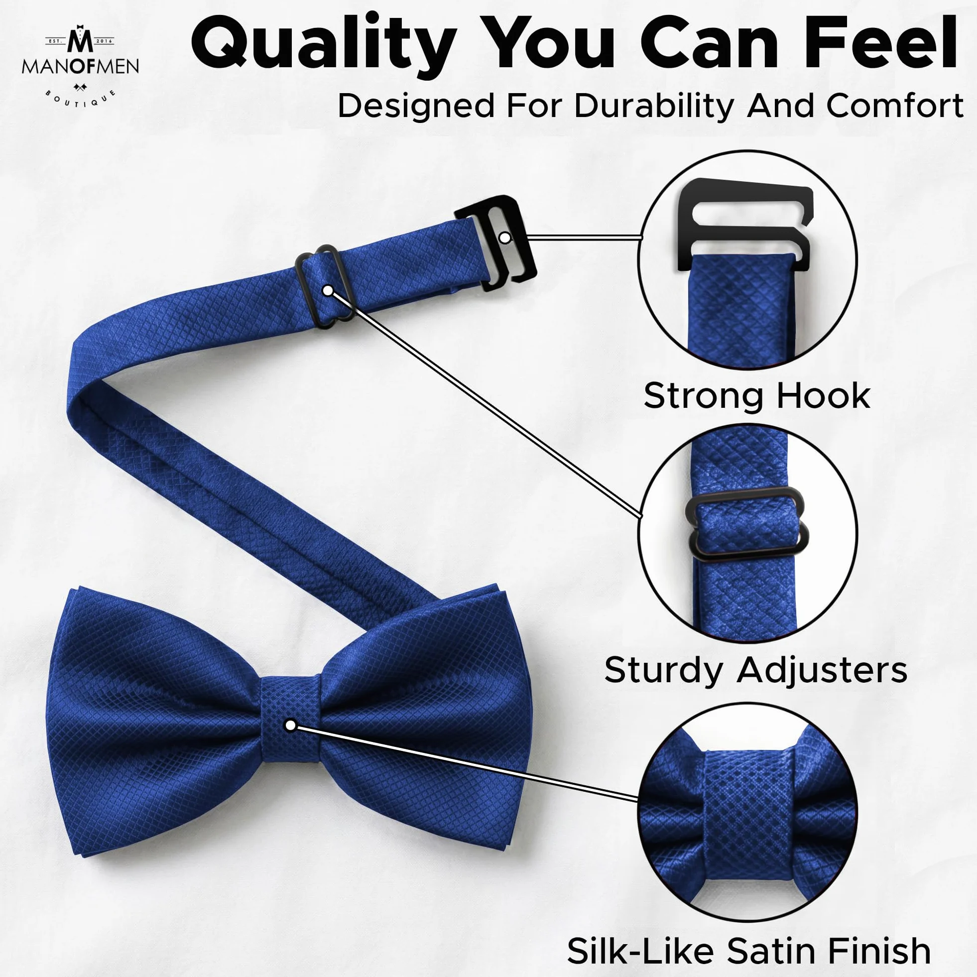 Man of Men Pajaritas para hombre preatadas formales, longitud ajustable, gran variedad de colores disponibles