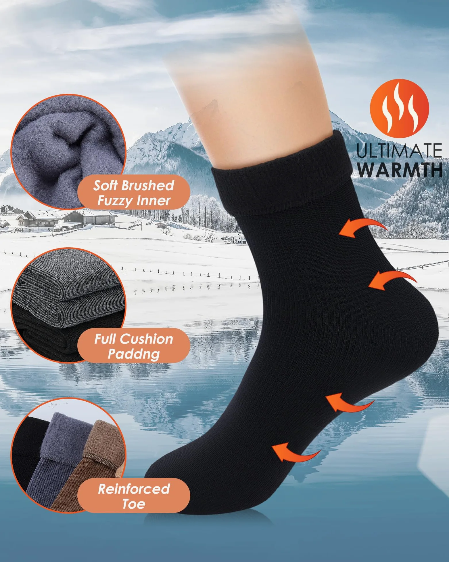 Xuhal 60 pares de calcetines térmicos cálidos de invierno a granel, calcetines gruesos con calefacción para mujeres y hombres, clima frío, senderismo