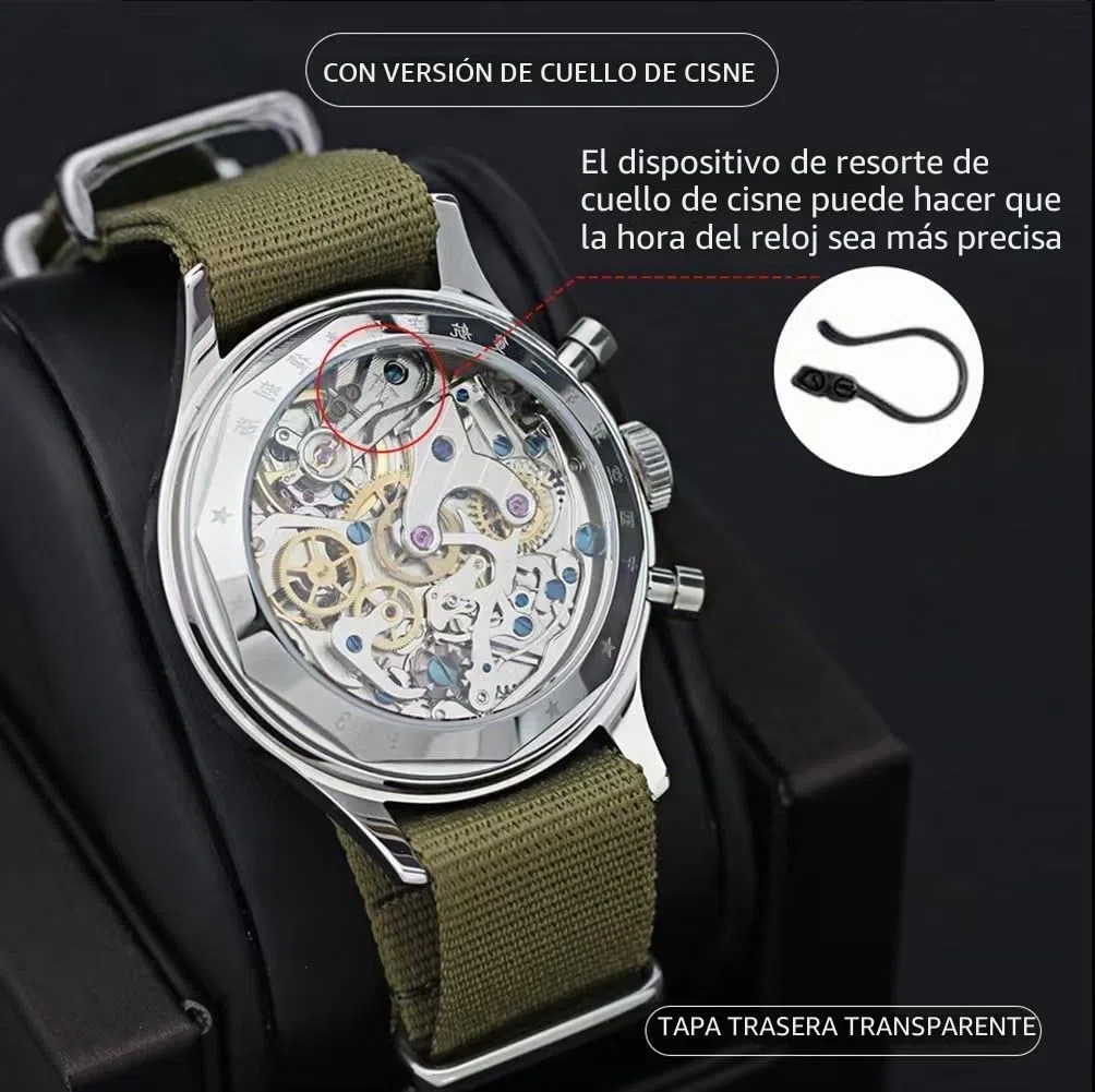 SEAKOSS Original 1963 - Reloj de pulsera para hombre, 38 mm, movimiento piloto ST1901, cronógrafo, mecánico, acero inoxidable, cristal acrílico, espejo abovedado, analógico, casual, relojes de vestir,