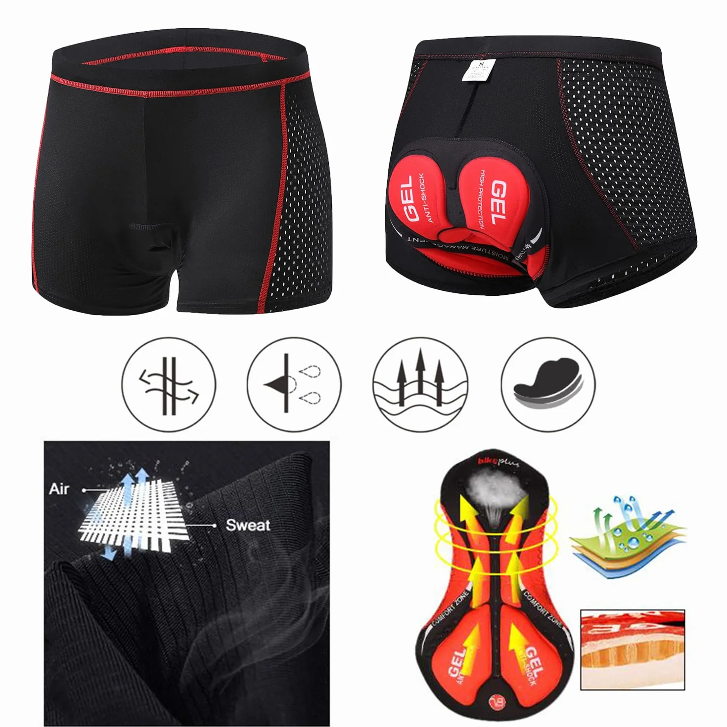 Pantalones Cortos de Ciclismo para Hombre Bicicleta Ciclismo Ropa Interior Pantalones Cortos Rspirables y Ligeros con 3D Gel Acolchado MTB Bicicleta Pantalones Cortos