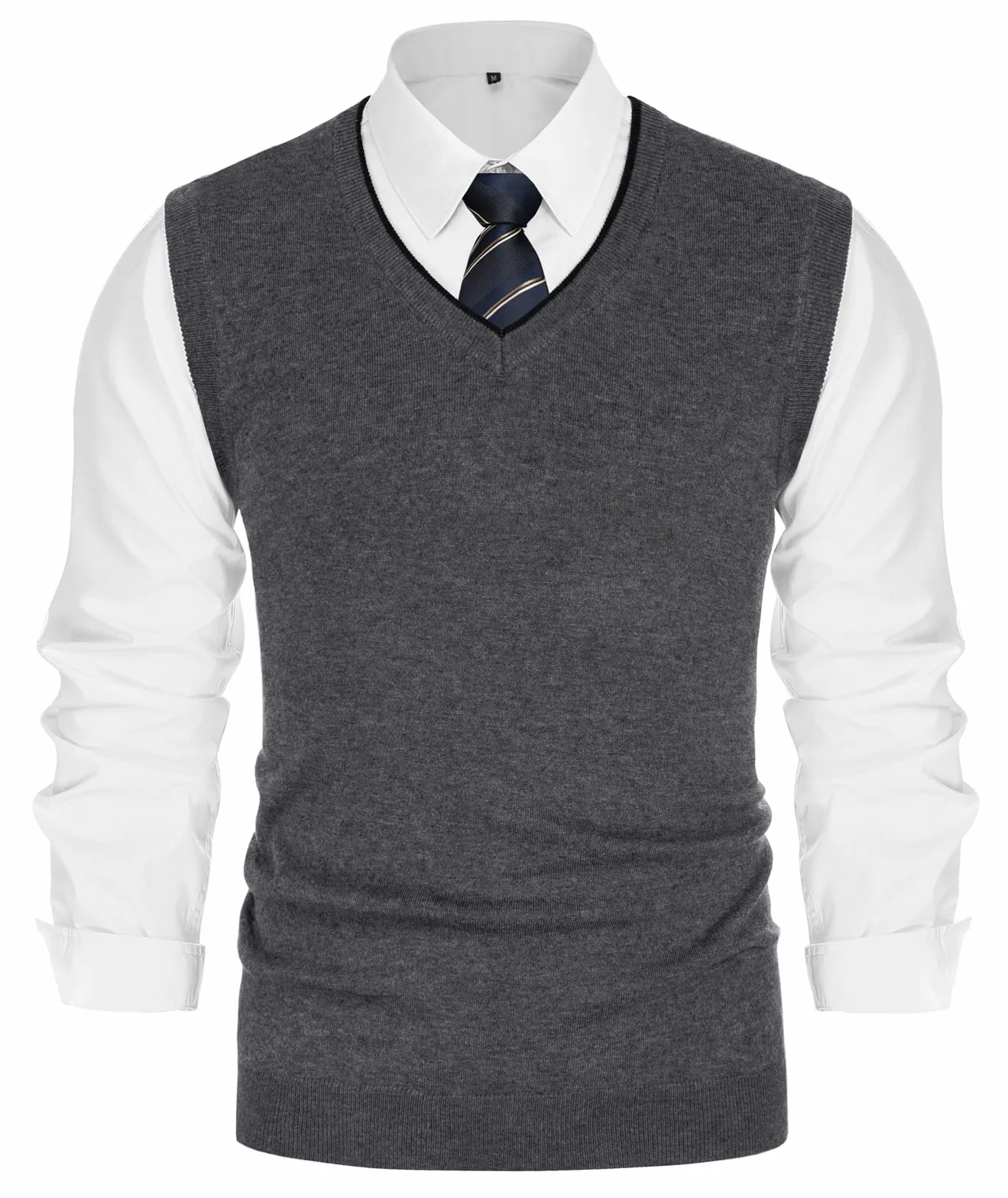 PaulJones Chaleco sin mangas con cuello en V para hombre, ajuste delgado, ropa de punto, suéter de punto, cárdigans, camisetas sin mangas